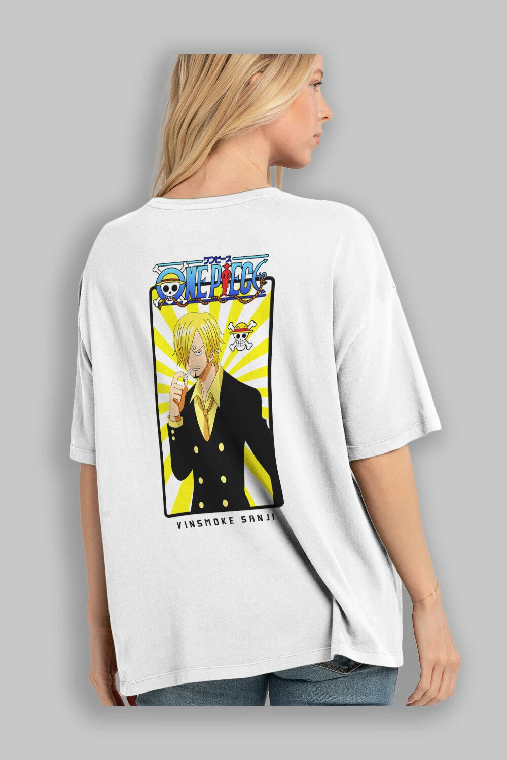 Sanji 4 Anime Arka Baskılı Oversize t-shirt Erkek Kadın Unisex %100 pamuk tişort