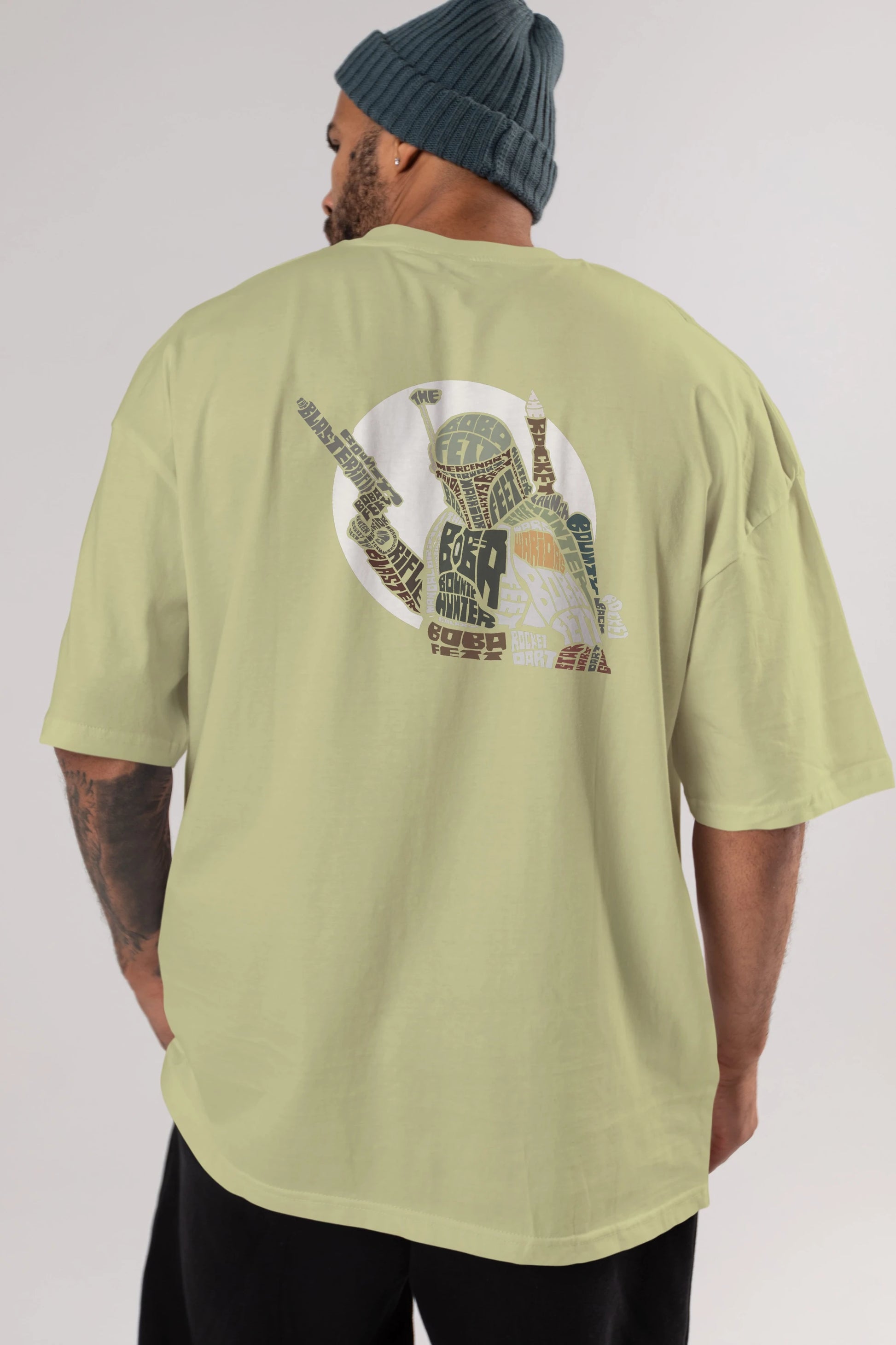 Boba Fett Arka Baskılı Oversize t-shirt %100 pamuk Erkek Kadın Unisex
