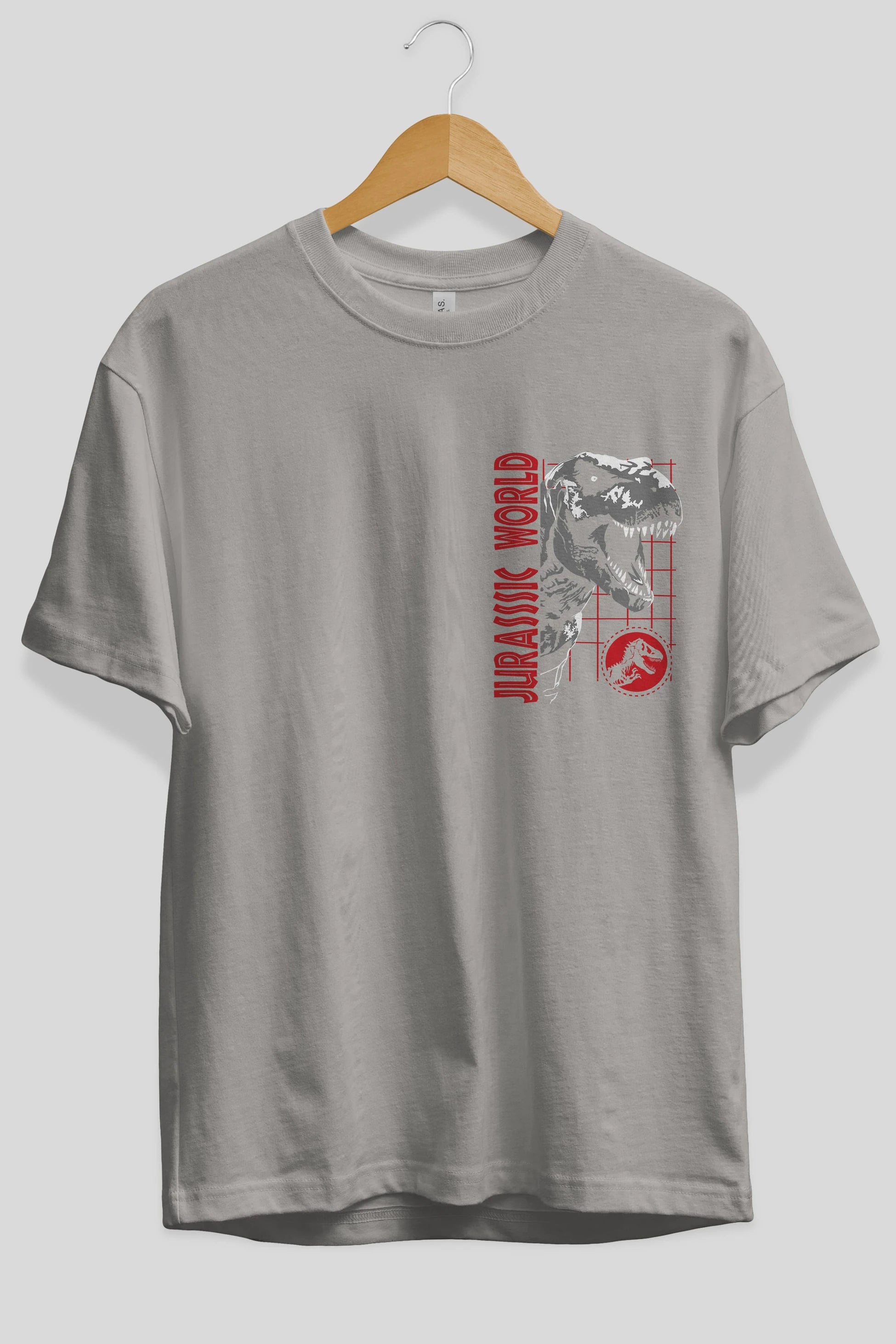 Jurassic Park (2) Ön Sol Baskılı Oversize t-shirt Erkek Kadın Unisex %100 Pamuk Bisiklet Yaka tişort