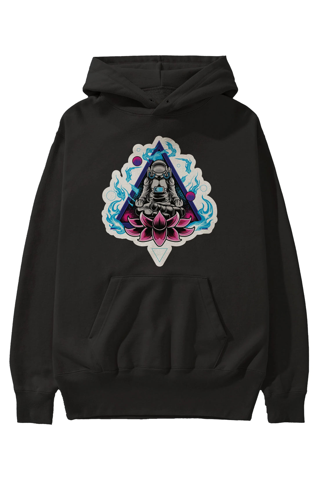 Astronaut Meditation Sticker Ön Baskılı Hoodie Oversize Kapüşonlu Sweatshirt Erkek Kadın Unisex