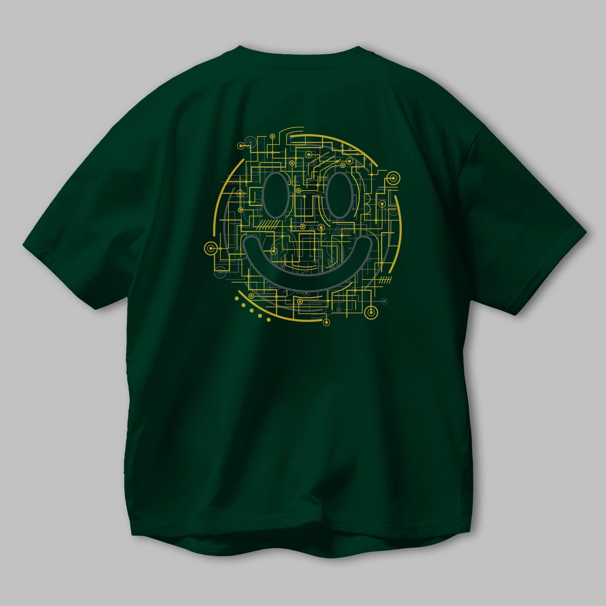 Electric Smiley Arka Baskılı Oversize t-shirt %100 pamuk Erkek Kadın Unisex