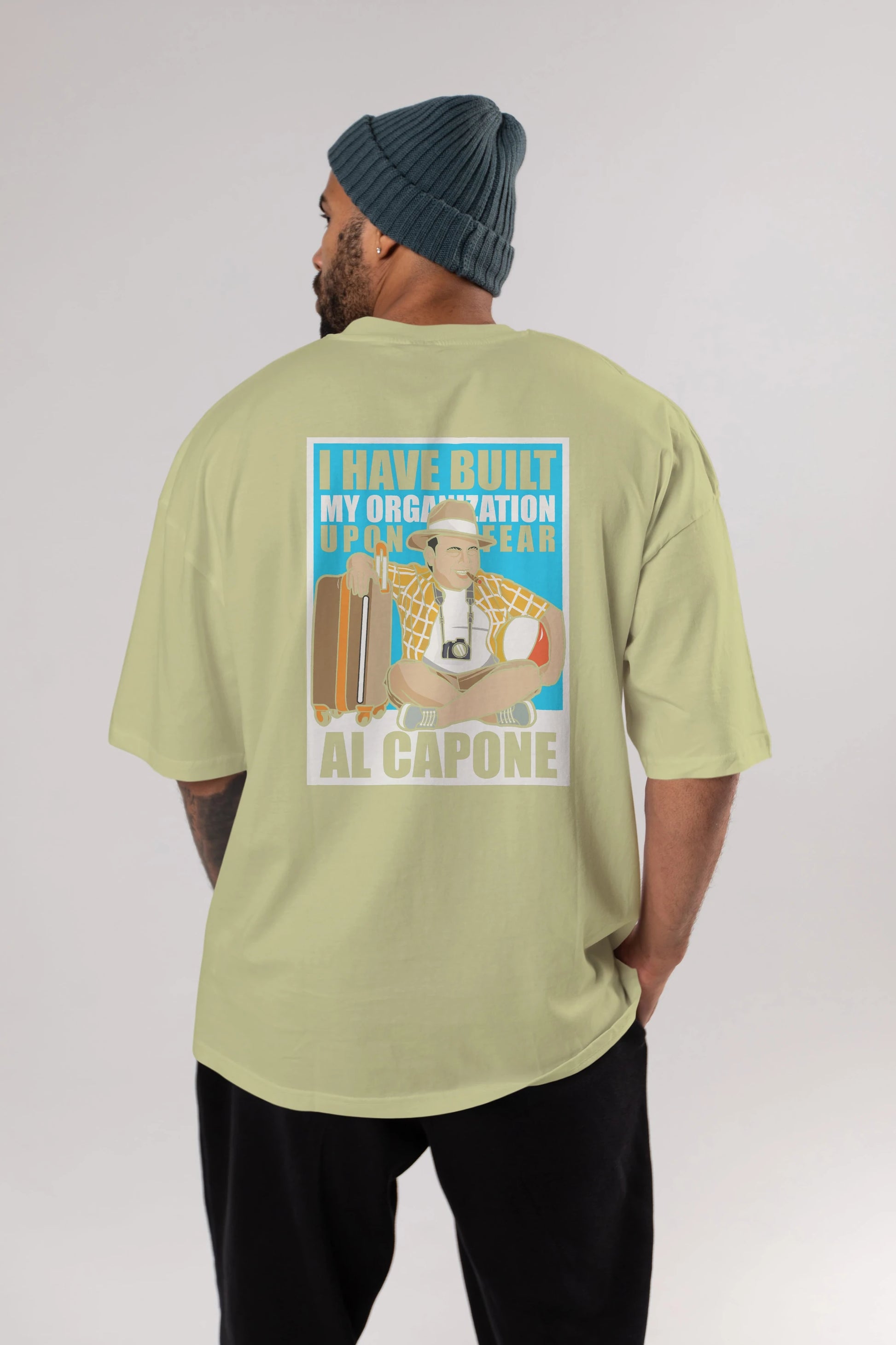 Al Capone Holiday Arka Baskılı Oversize t-shirt Erkek Kadın Unisex %100 Pamuk tişort