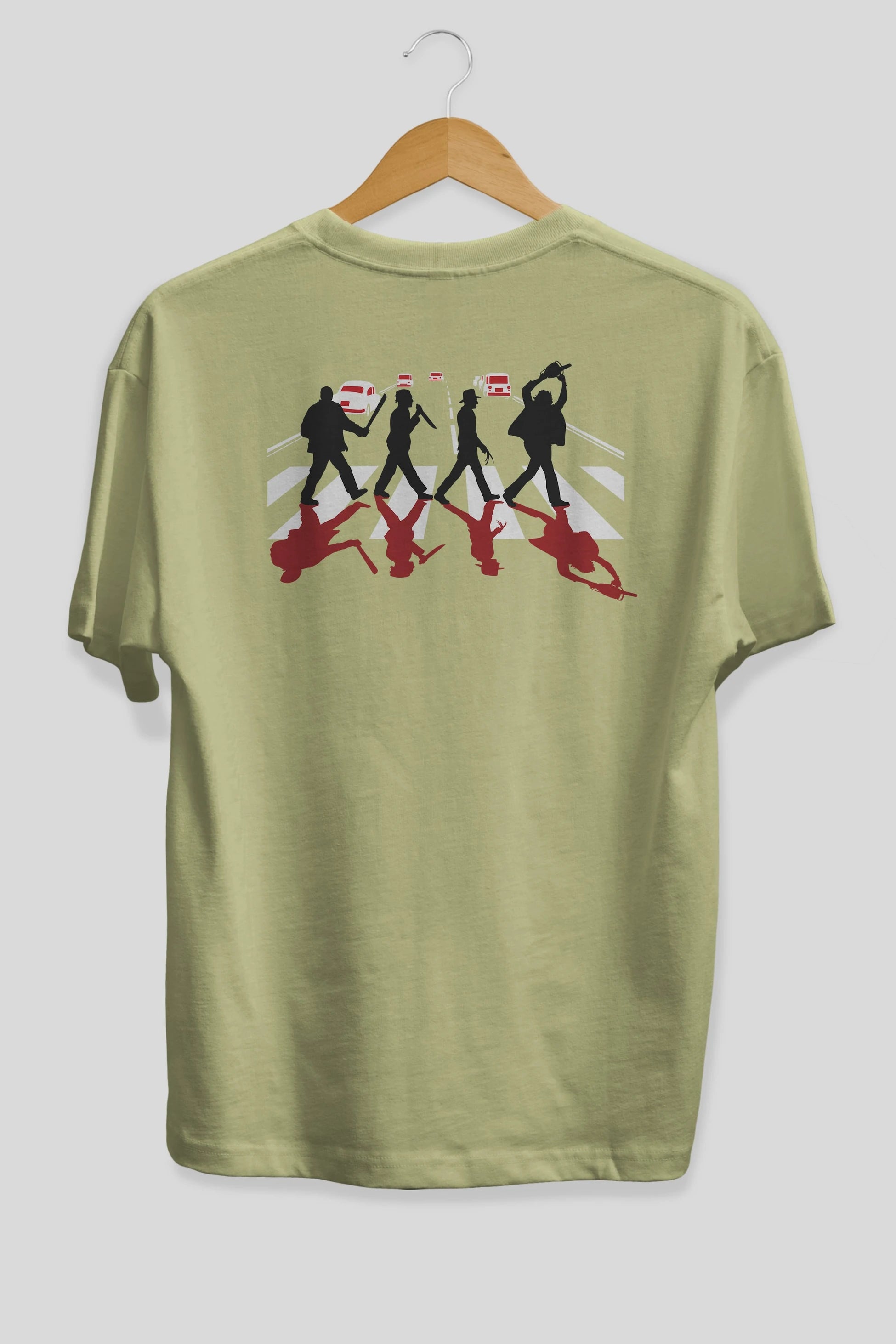Abbey Road Killer Red Arka Baskılı Oversize t-shirt %100 pamuk Erkek Kadın Unisex