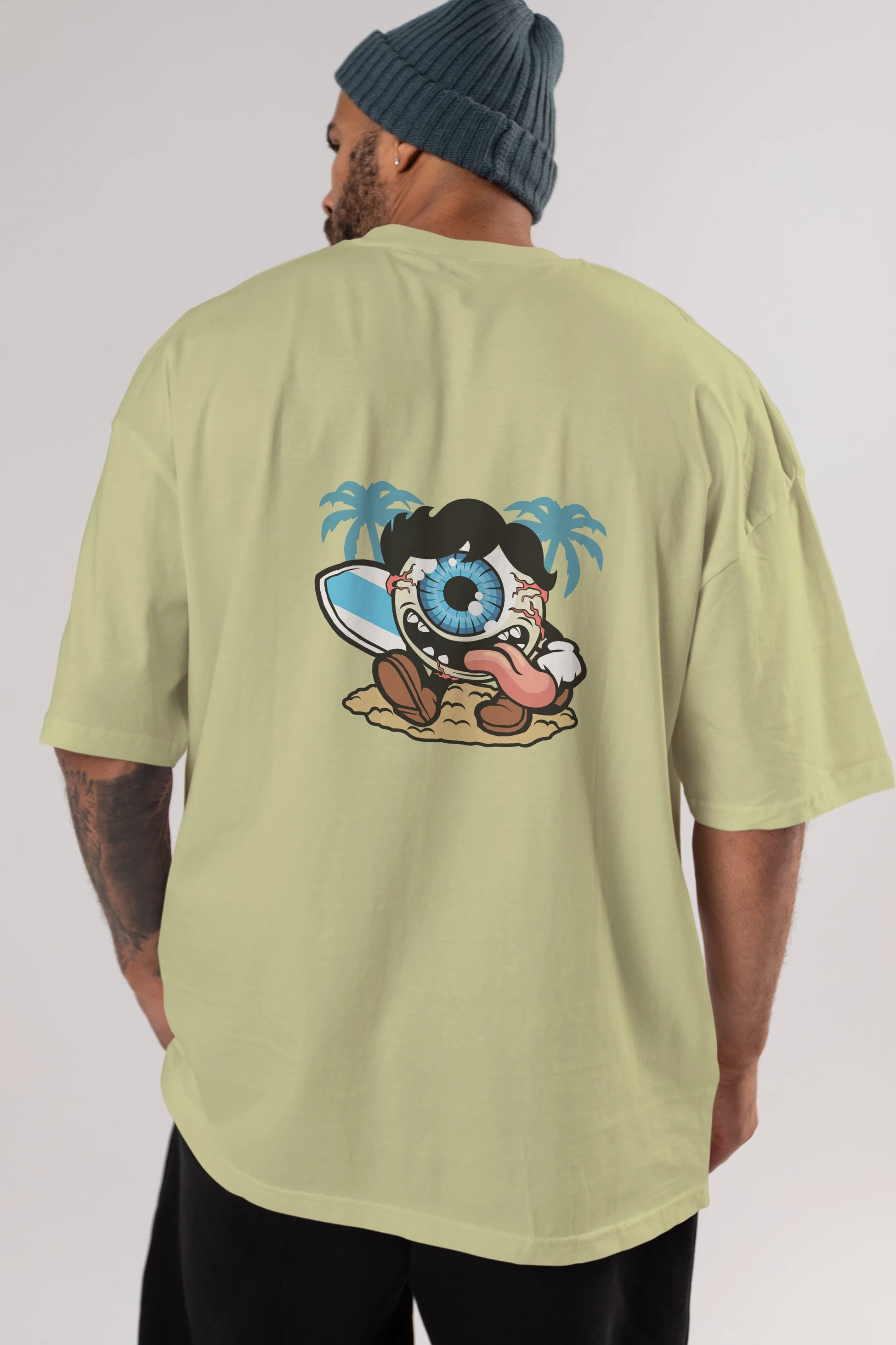 Eye Ball Surfer Arka Baskılı Oversize t-shirt Erkek Kadın Unisex %100 Pamuk tişort