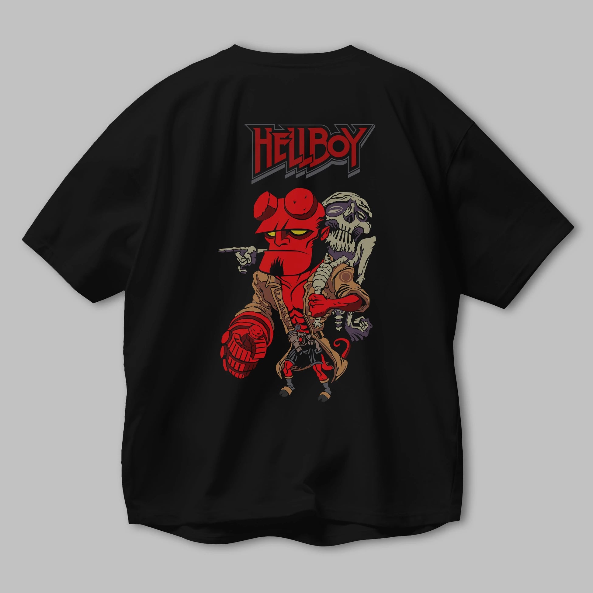 Hellboy (2) Arka Baskılı Oversize t-shirt Erkek Kadın Unisex %100 Pamuk Bisiklet Yaka tişort