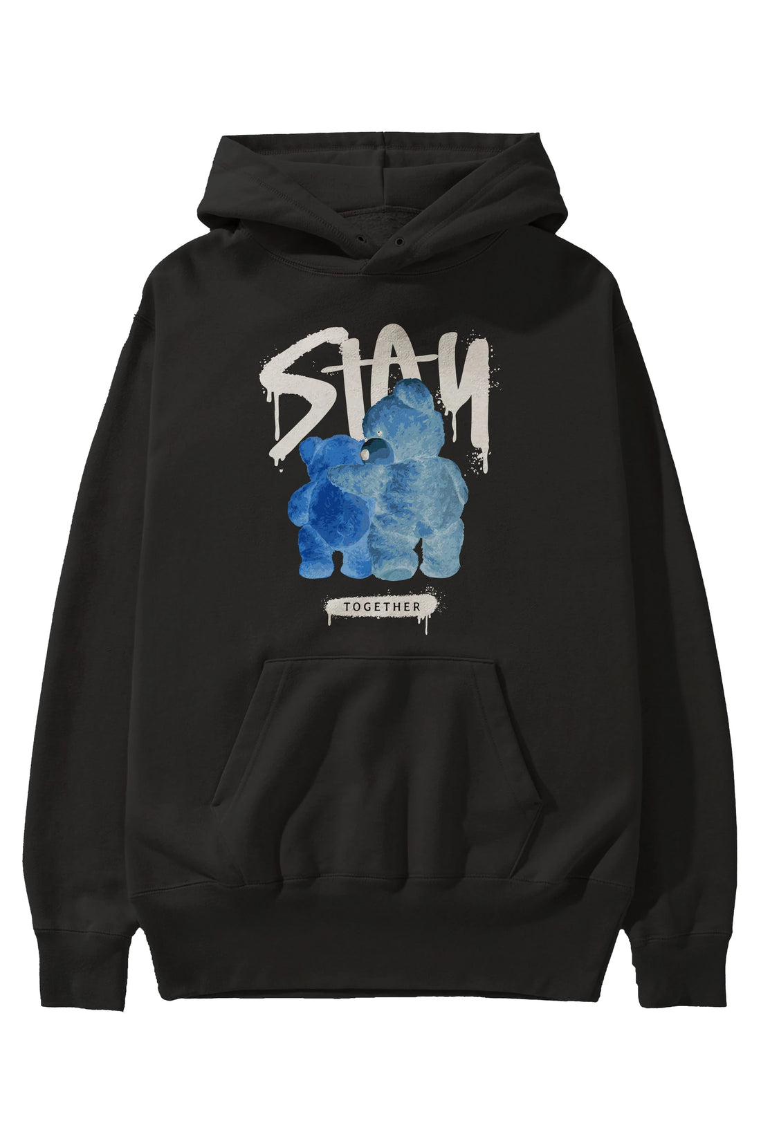 Stay Together Bear Ön Baskılı Hoodie Oversize Kapüşonlu Sweatshirt Erkek Kadın Unisex