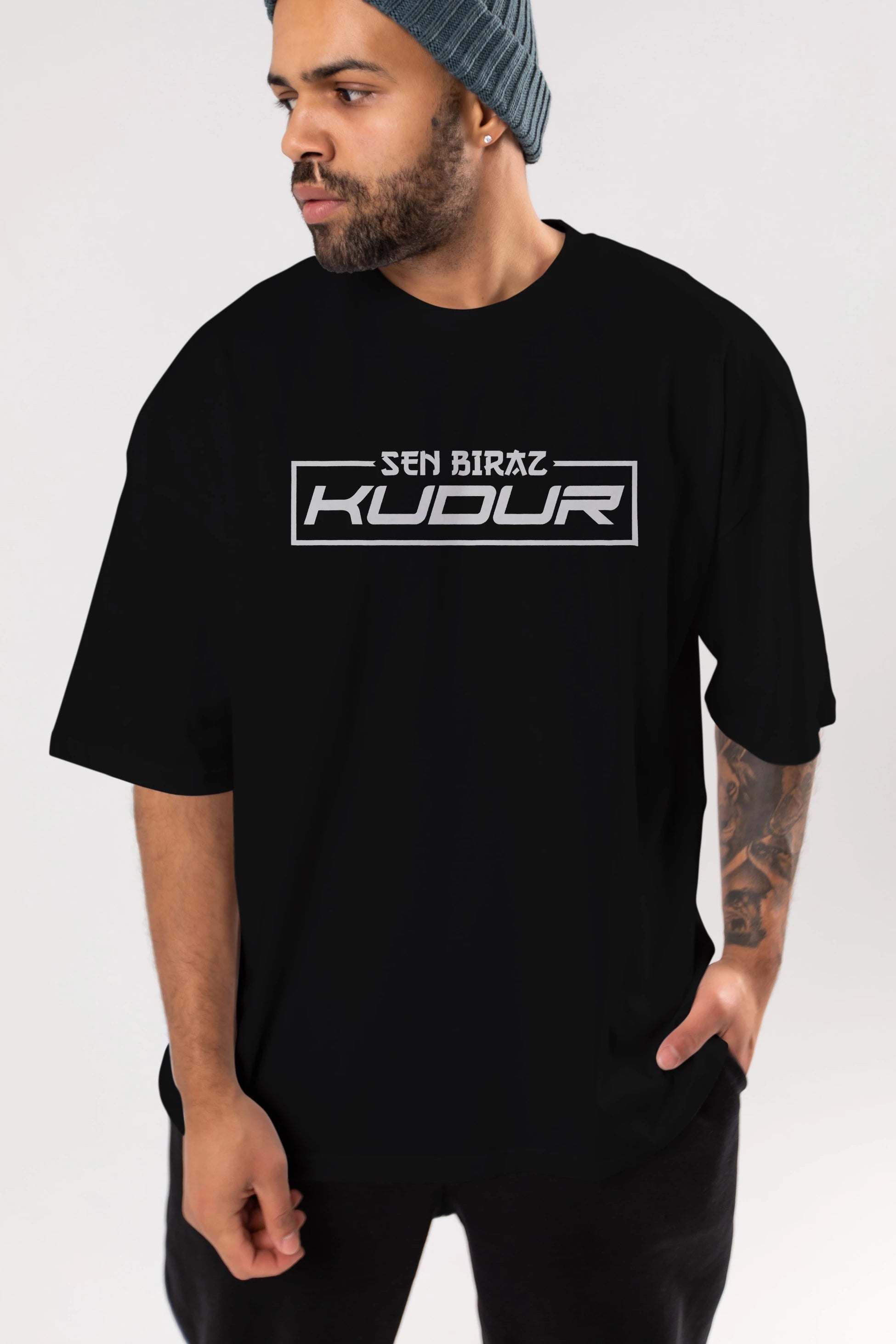 Sen Biraz Kudur Ön Baskılı Oversize t-shirt %100 pamuk Erkek Kadın Unisex