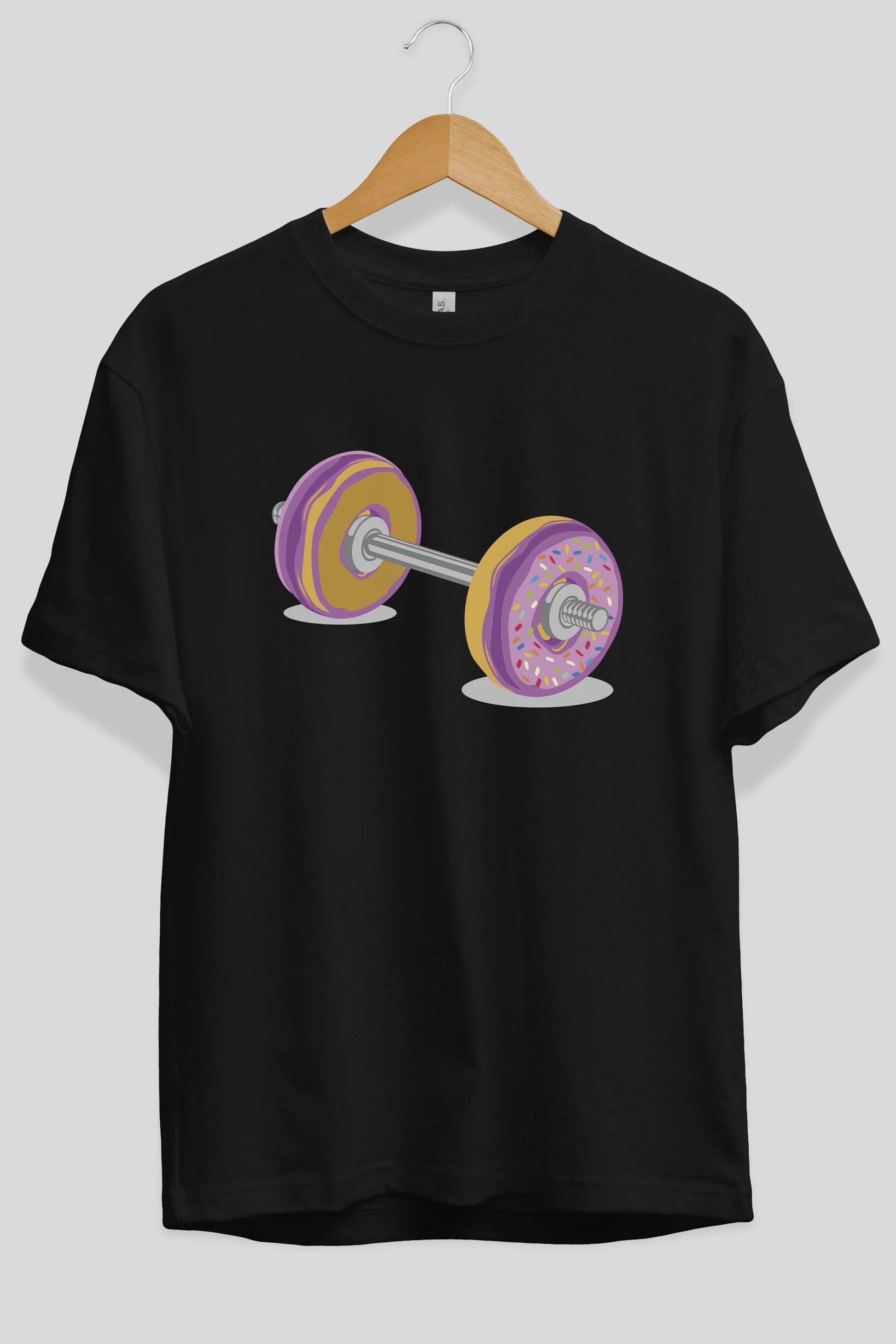 Donut Barbell Ön Baskılı Oversize t-shirt %100 pamuk Erkek Kadın Unisex