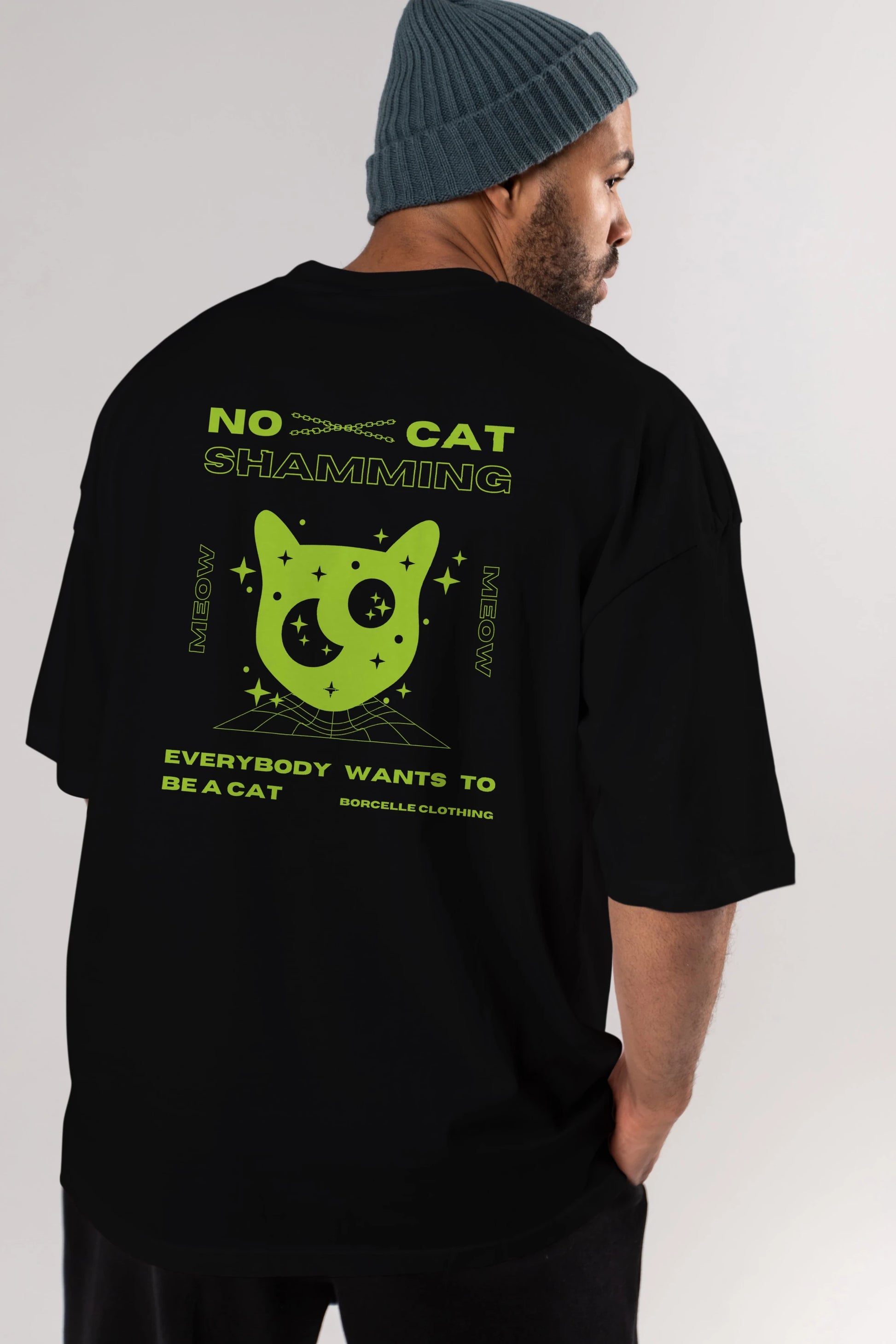 No Cat Shamming Yazılı Arka Baskılı Oversize t-shirt Erkek Kadın Unisex