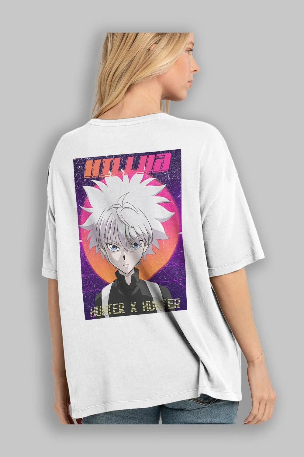 Killua Zoldyck 12 1 Anime Arka Baskılı Oversize t-shirt Erkek Kadın Unisex