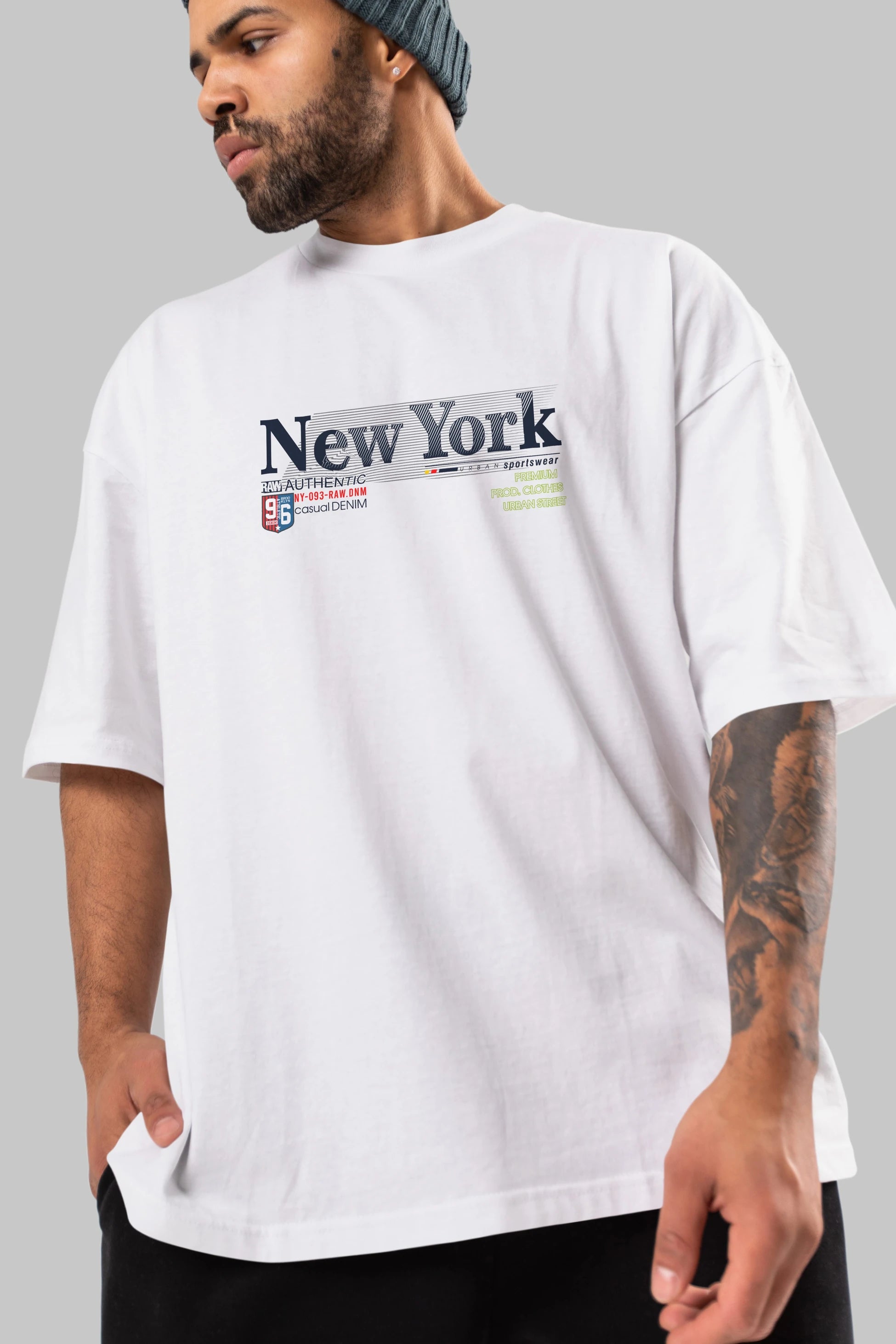 New York 96 Ön Baskılı Oversize t-shirt Erkek Kadın Unisex