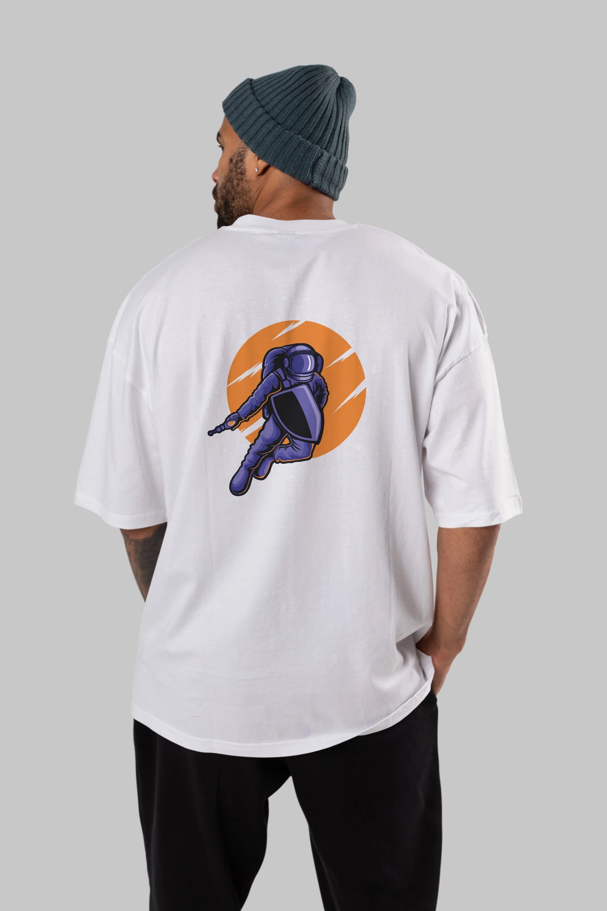 Astro Wars Arka Baskılı Oversize t-shirt Erkek Kadın Unisex