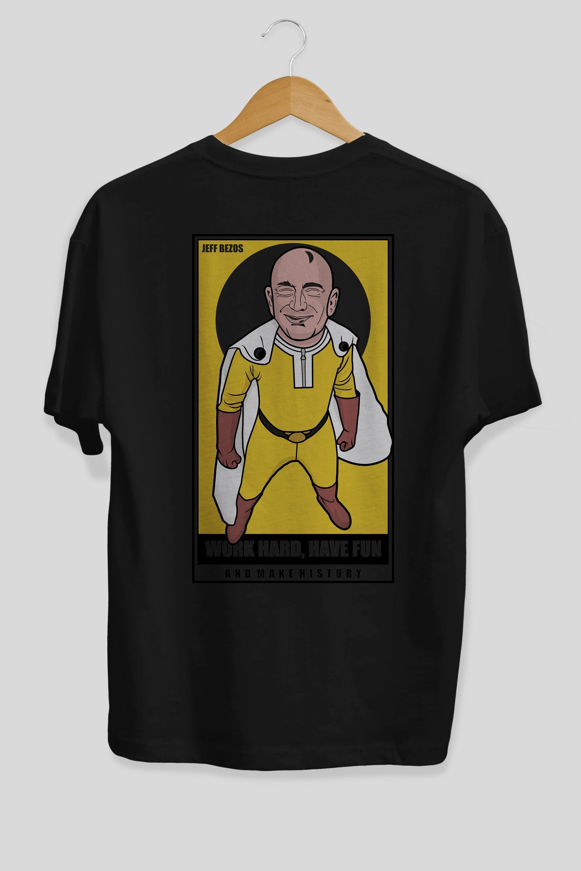 Jeff Bezos Saitama Arka Baskılı Oversize t-shirt Erkek Kadın Unisex %100 Pamuk tişort