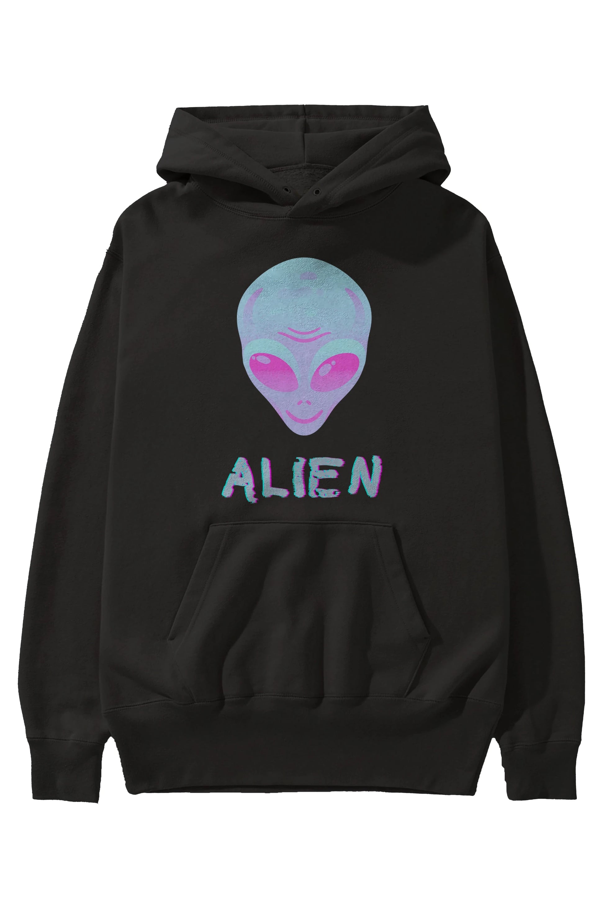 Alien Ön Baskılı Oversize Hoodie Kapüşonlu Sweatshirt Erkek Kadın Unisex
