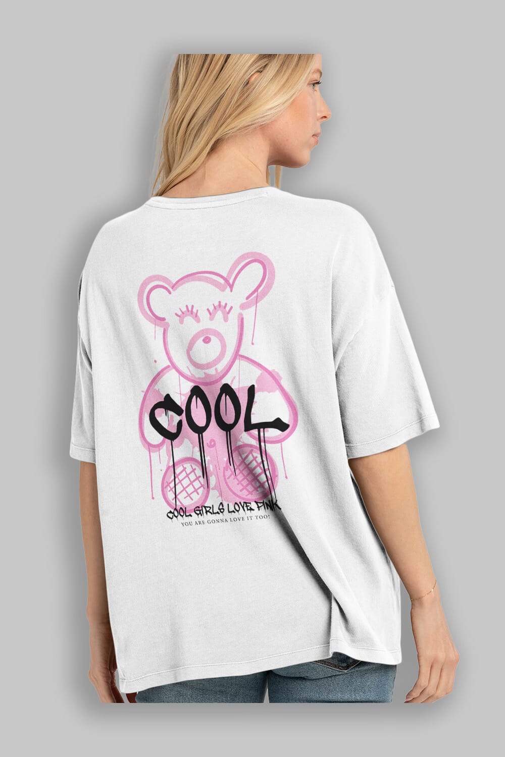 Cool Bear Arka Baskılı Oversize t-shirt Erkek Kadın Unisex