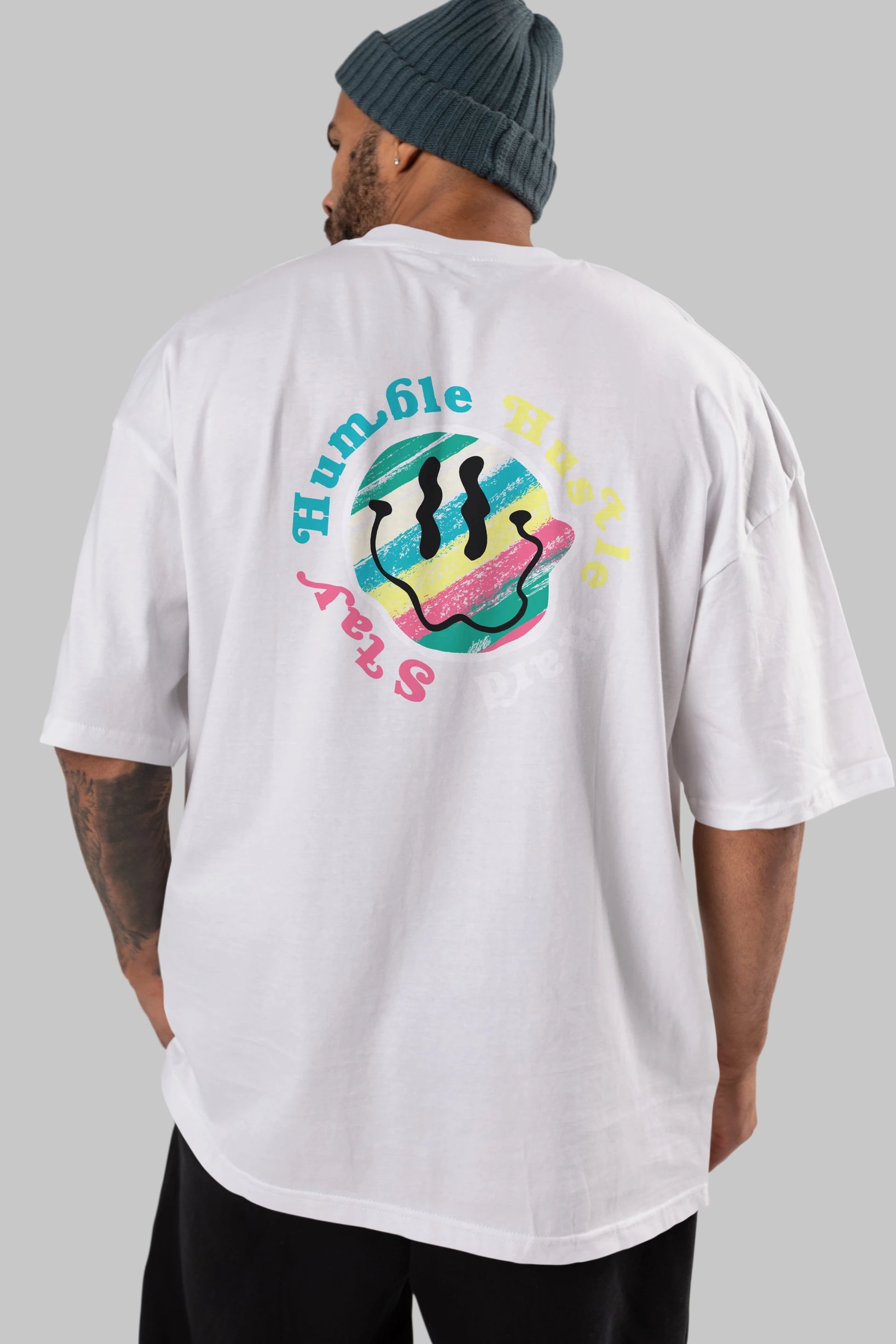 Stay Humble 2 Arka Baskılı Oversize t-shirt Erkek Kadın Unisex