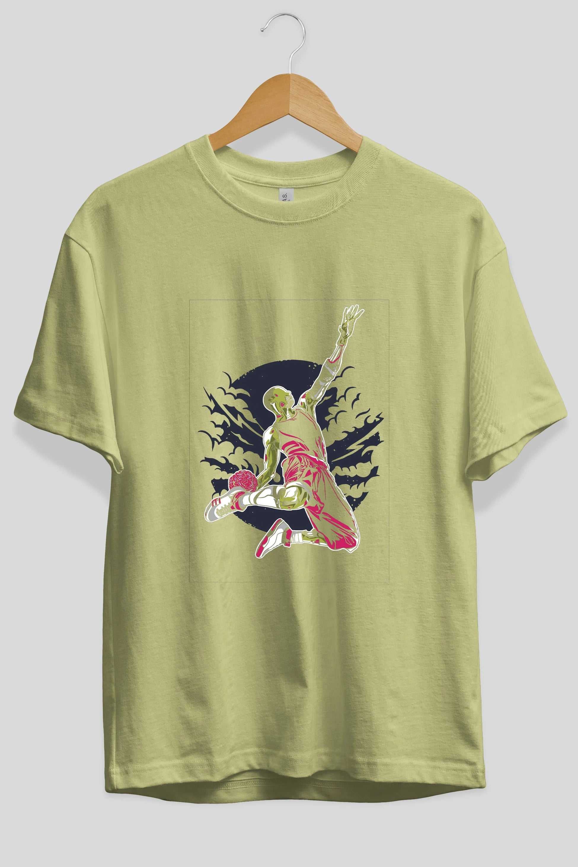 Zombie Slam Dunk Ön Baskılı Oversize t-shirt Erkek Kadın Unisex %100 Pamuk tişort