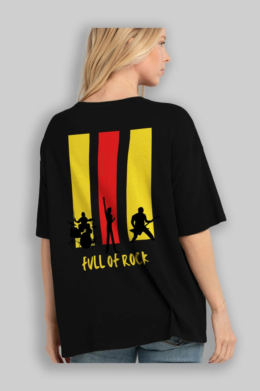 Full of Rock Yazılı Arka Baskılı Oversize t-shirt Erkek Kadın Unisex