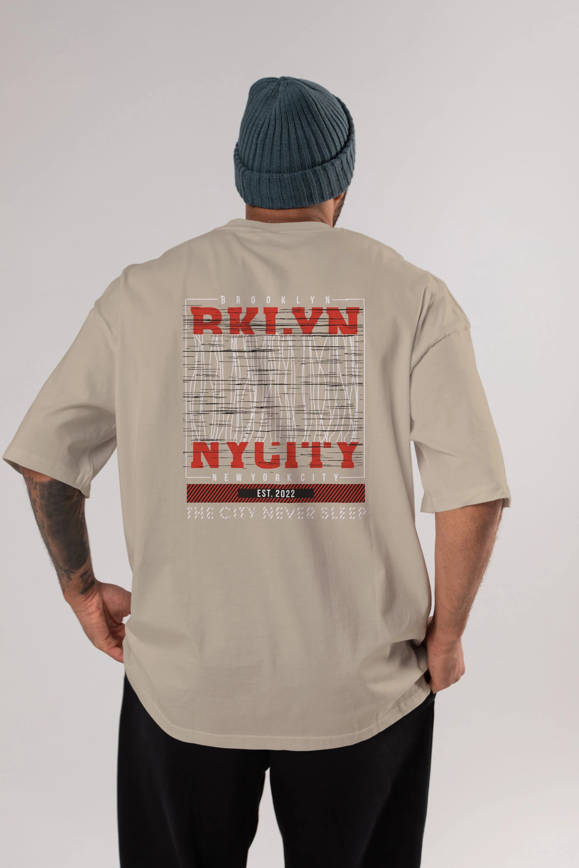 Brooklyn New York City Arka Baskılı Oversize t-shirt Erkek Kadın Unisex