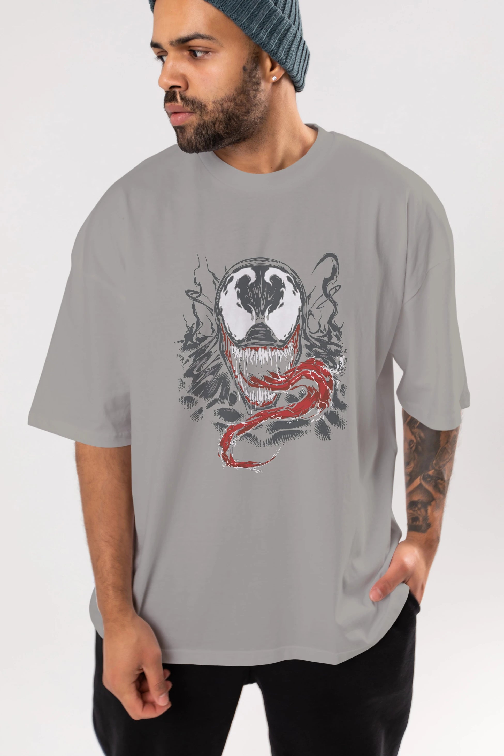 Venom (18) Ön Baskılı Oversize t-shirt Erkek Kadın Unisex %100 Pamuk Bisiklet Yaka tişort