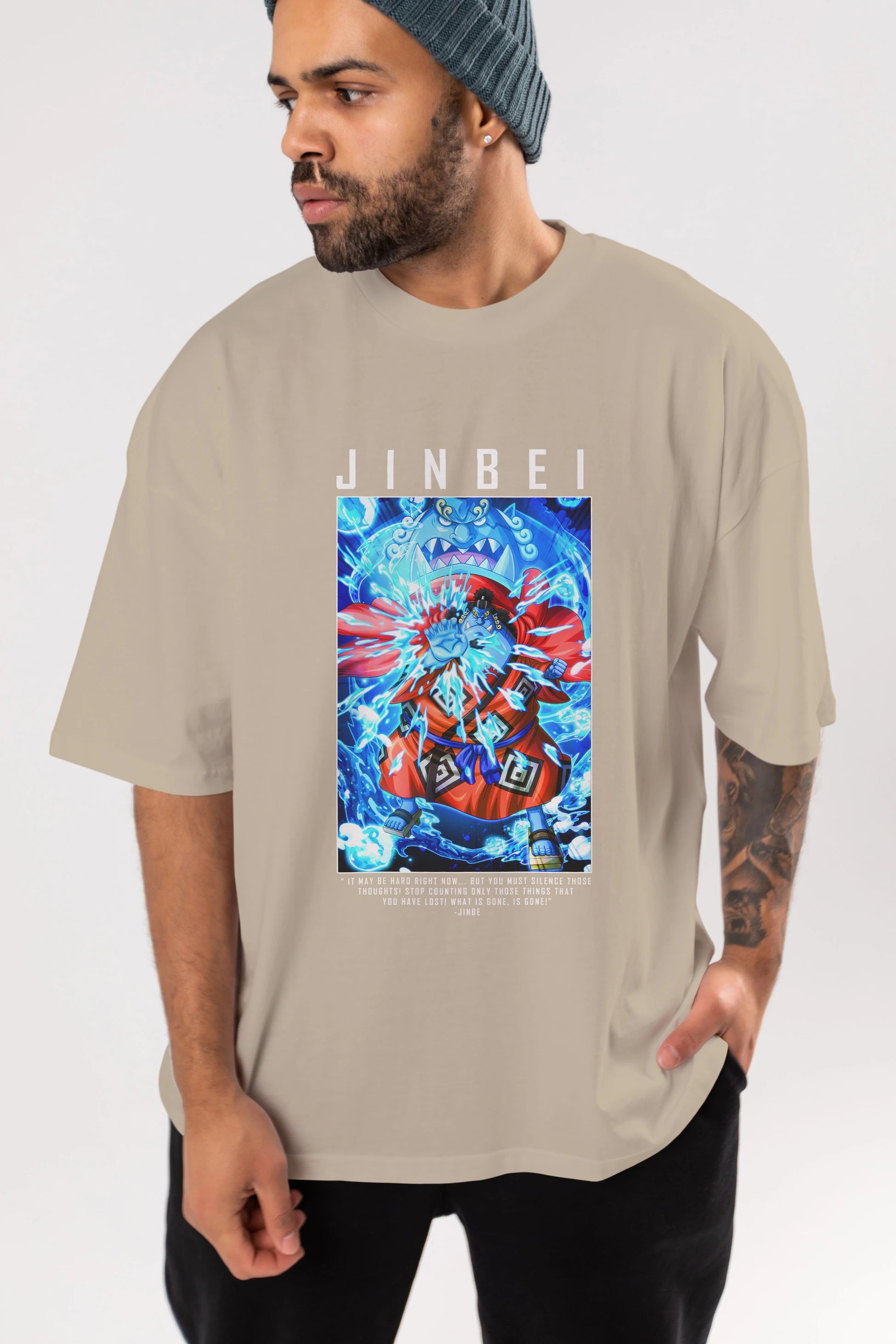 Jinbei Anime Ön Baskılı Oversize t-shirt Erkek Kadın Unisex