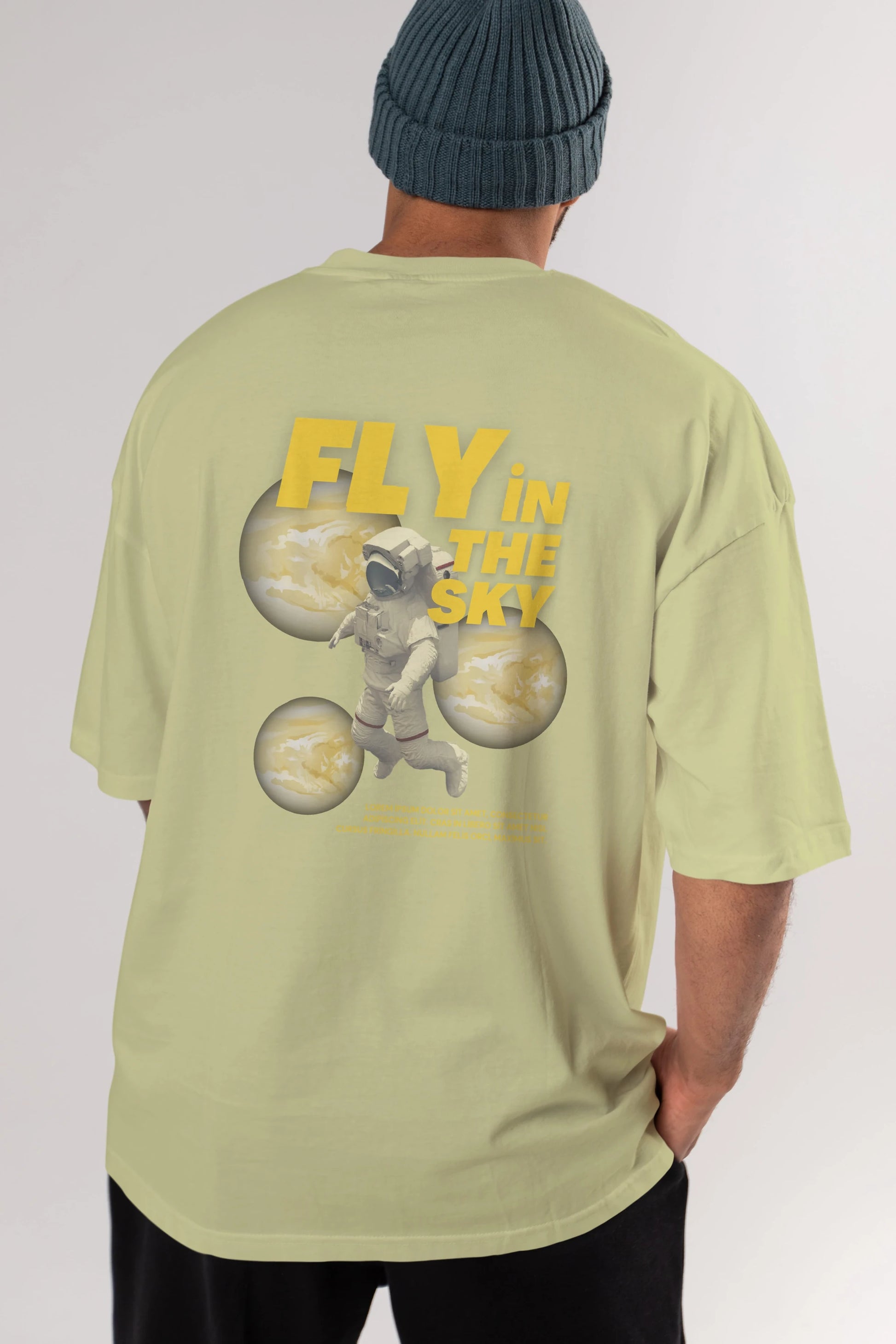 Fly in The Sky Arka Baskılı Oversize t-shirt Erkek Kadın Unisex