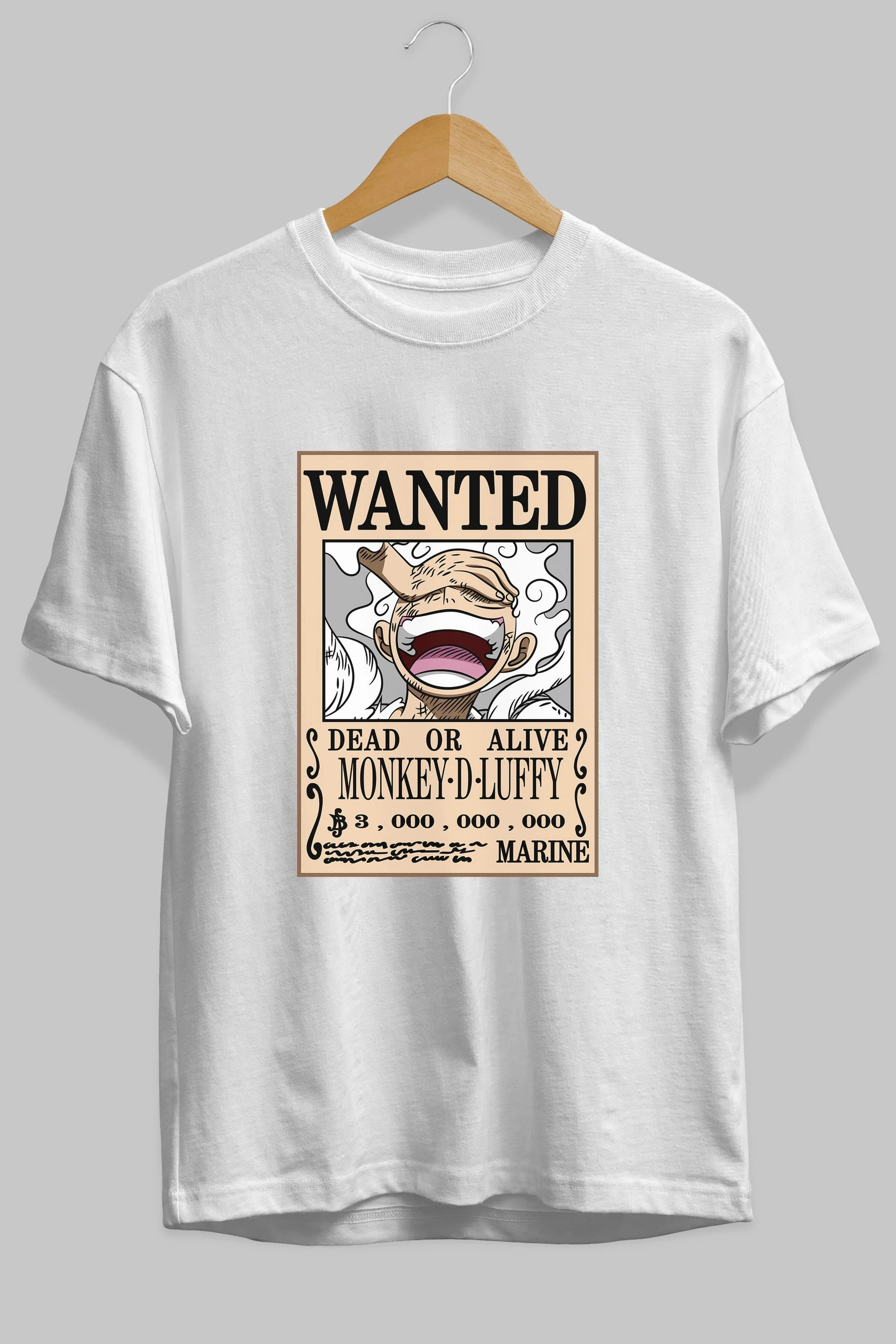 CARTEL LUFFY GEAR 5 Anime Ön Baskılı Oversize t-shirt %100 pamuk Erkek Kadın Unisex