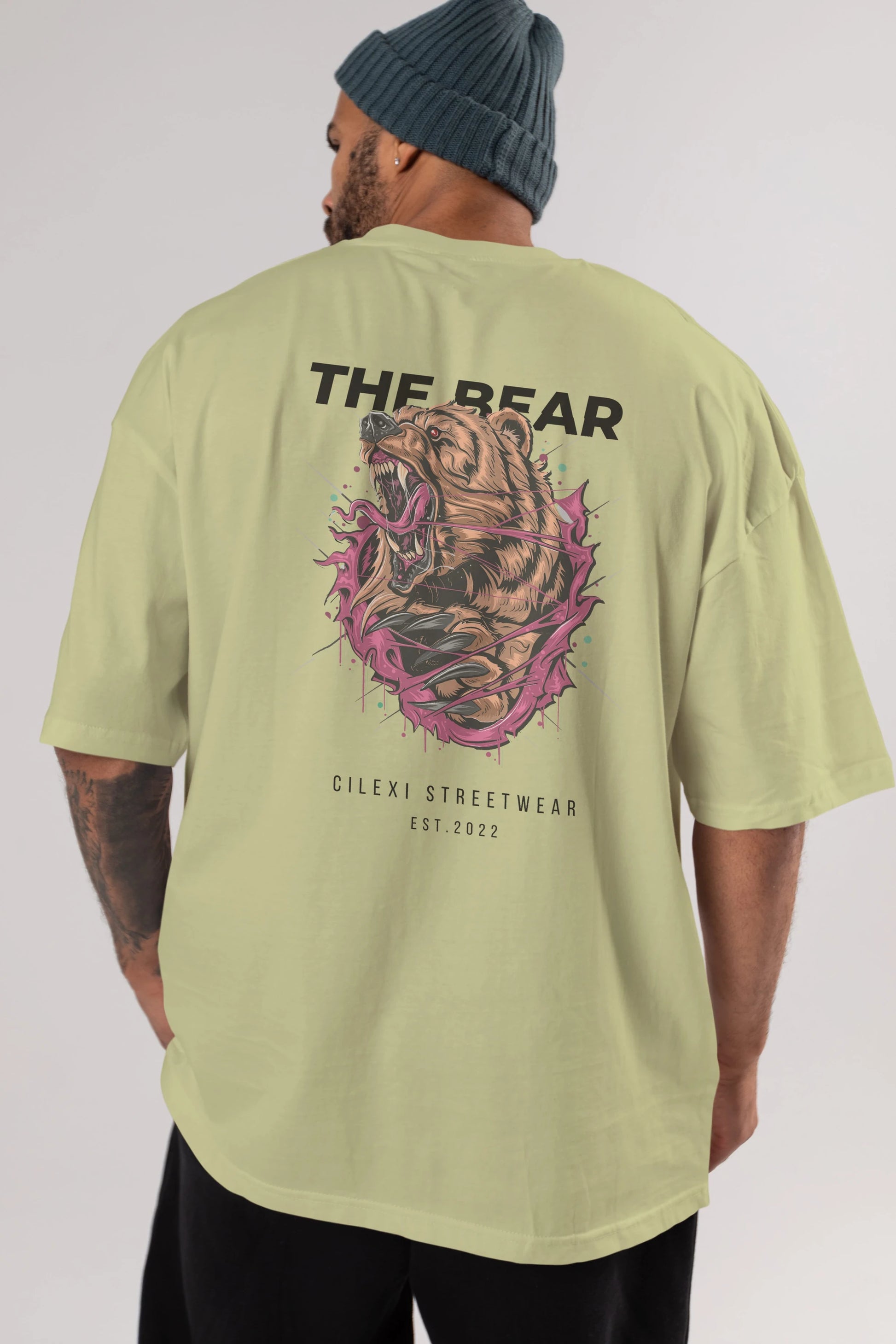 The Bear Arka Baskılı Oversize t-shirt Erkek Kadın Unisex