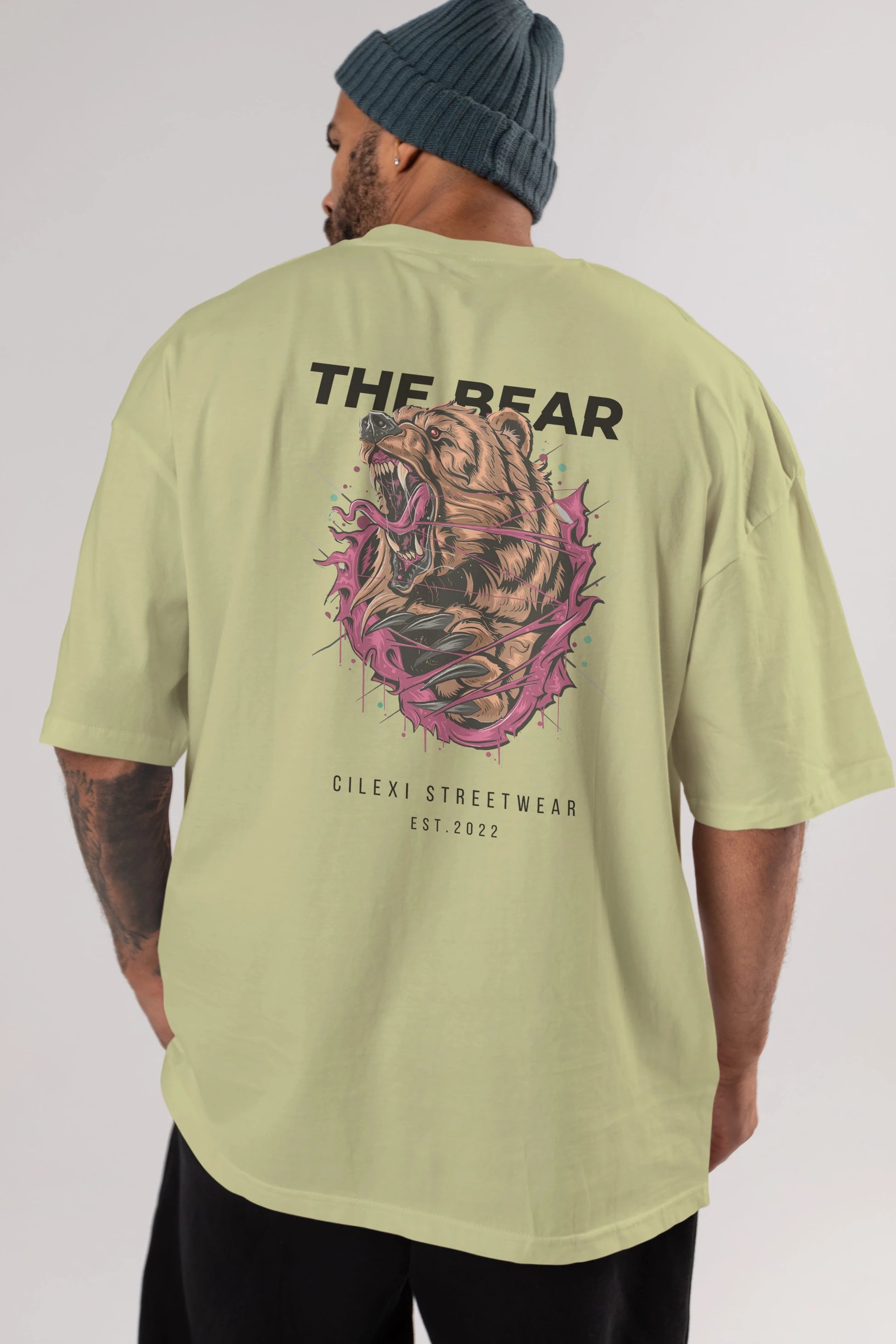 The Bear Arka Baskılı Oversize t-shirt Erkek Kadın Unisex