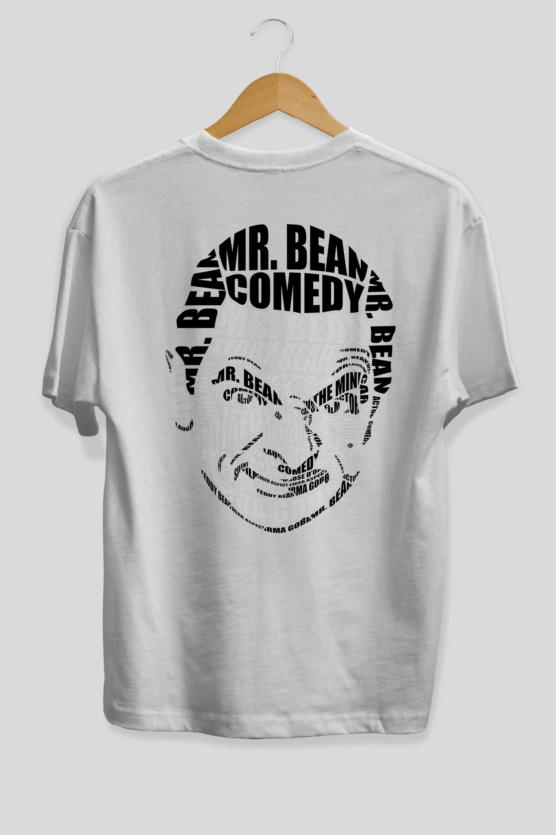 Mr Bean Calligram Arka Baskılı Oversize t-shirt %100 pamuk Erkek Kadın Unisex