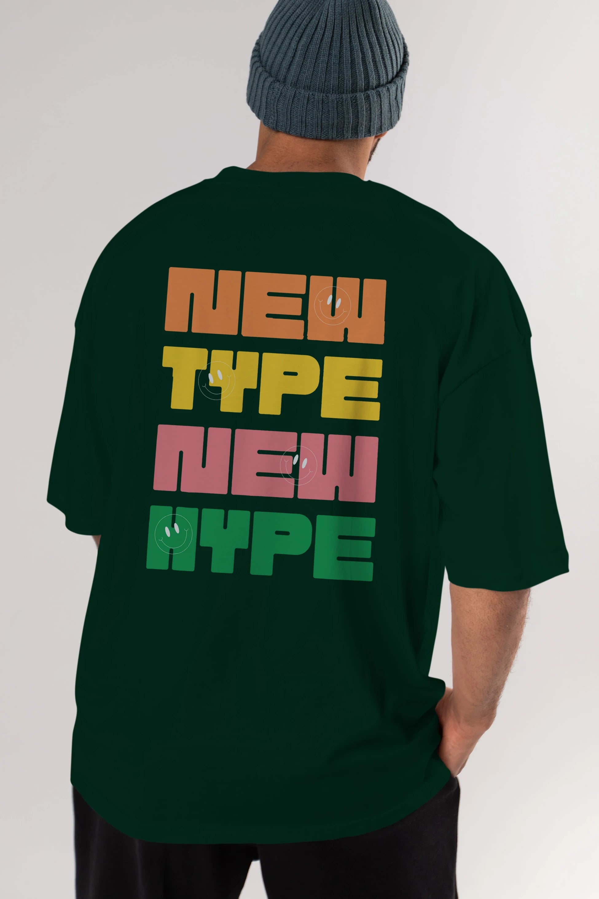 New Type New Hype Yazılı Arka Baskılı Oversize t-shirt Erkek Kadın Unisex
