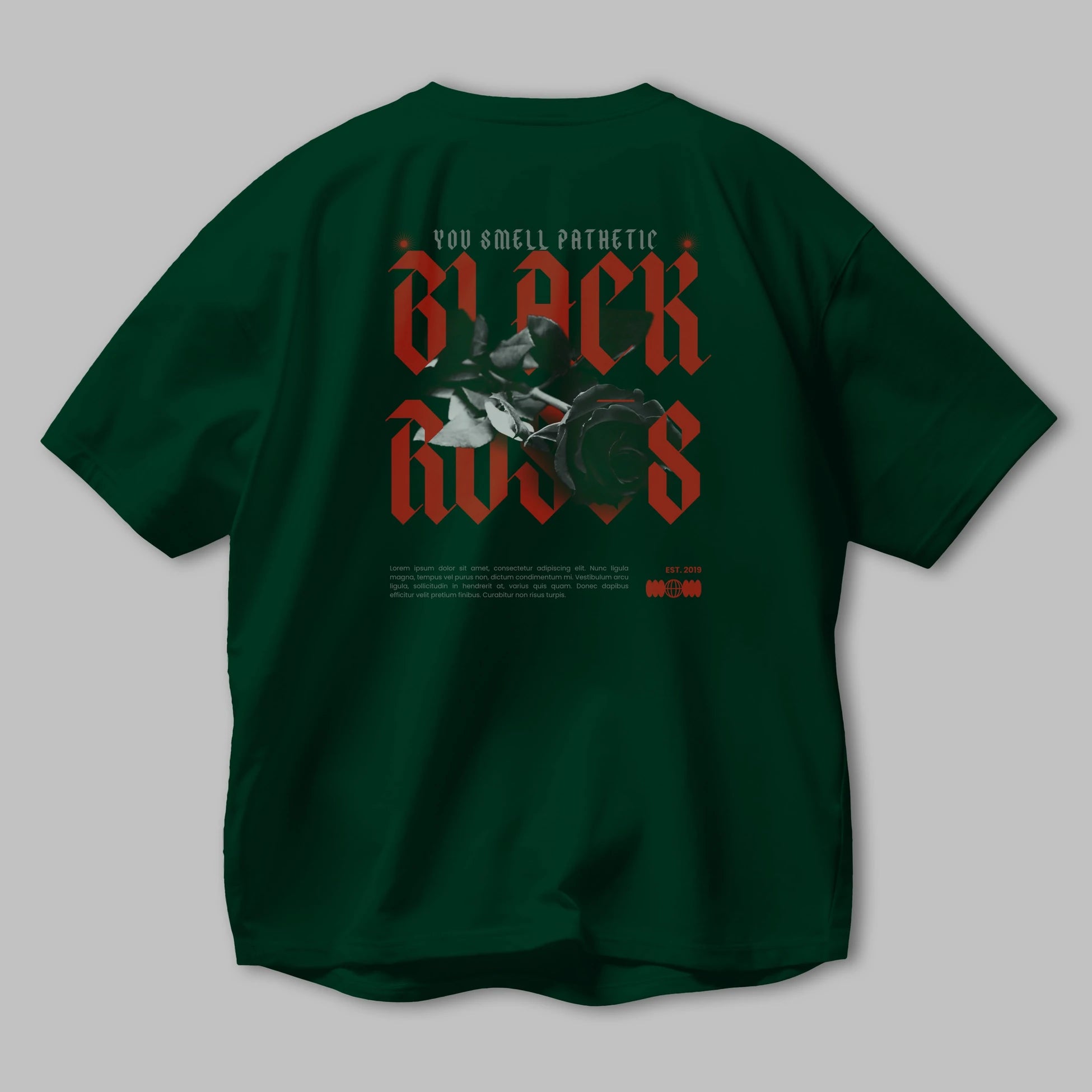 Black Roses Arka Baskılı Oversize t-shirt Erkek Kadın Unisex