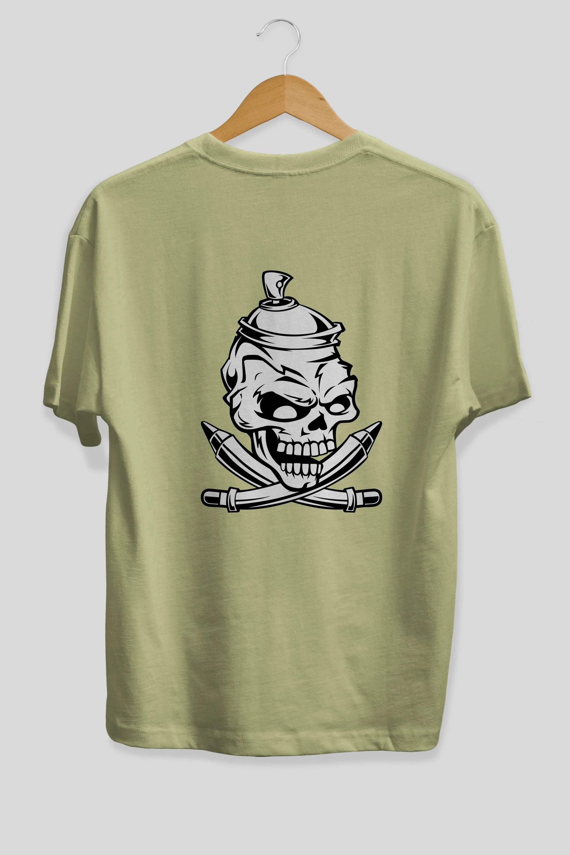 Skull Grafity Arka Baskılı Oversize t-shirt Erkek Kadın Unisex %100 Pamuk tişort