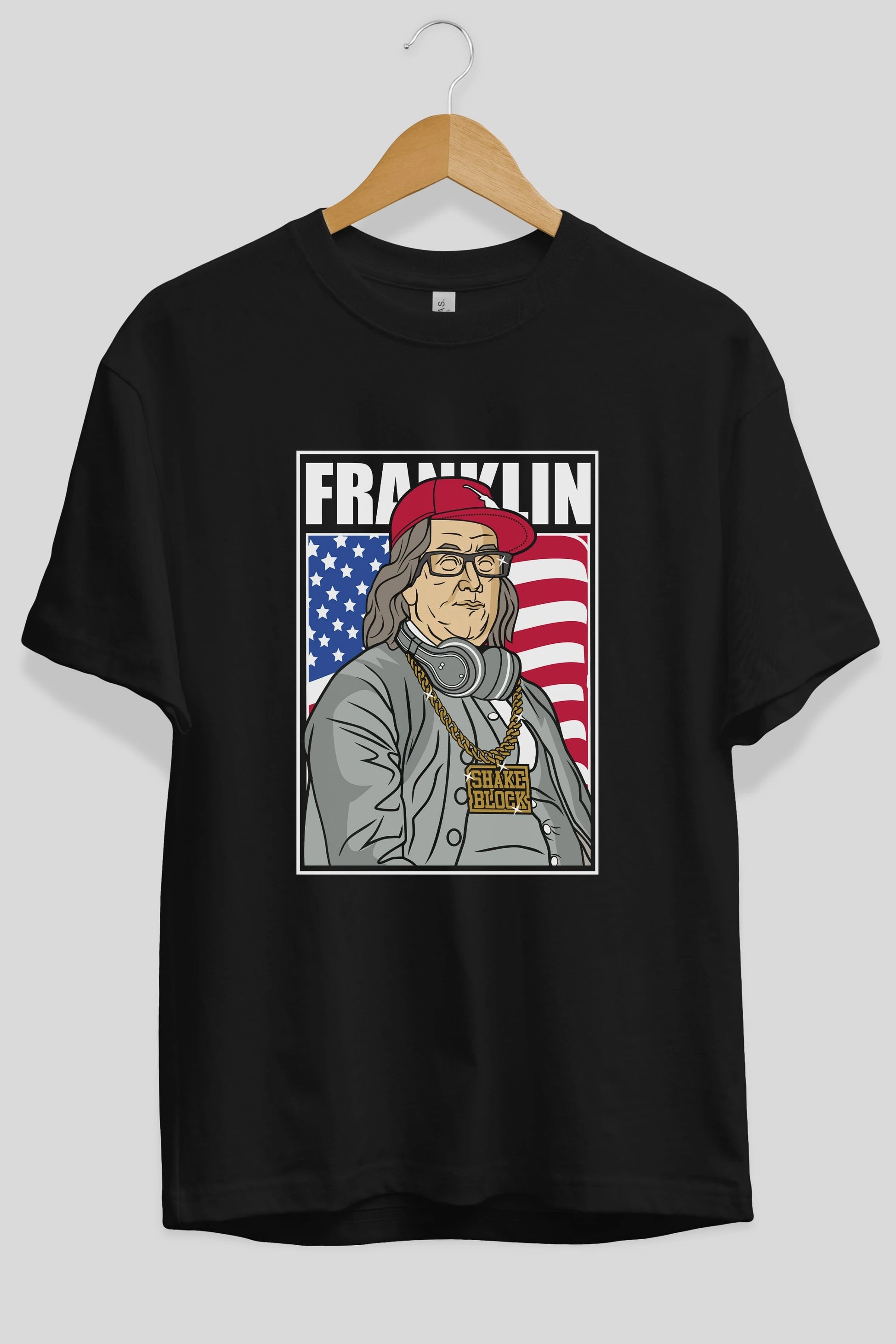Franklin Rapper Ön Baskılı Oversize t-shirt Erkek Kadın Unisex %100 Pamuk tişort
