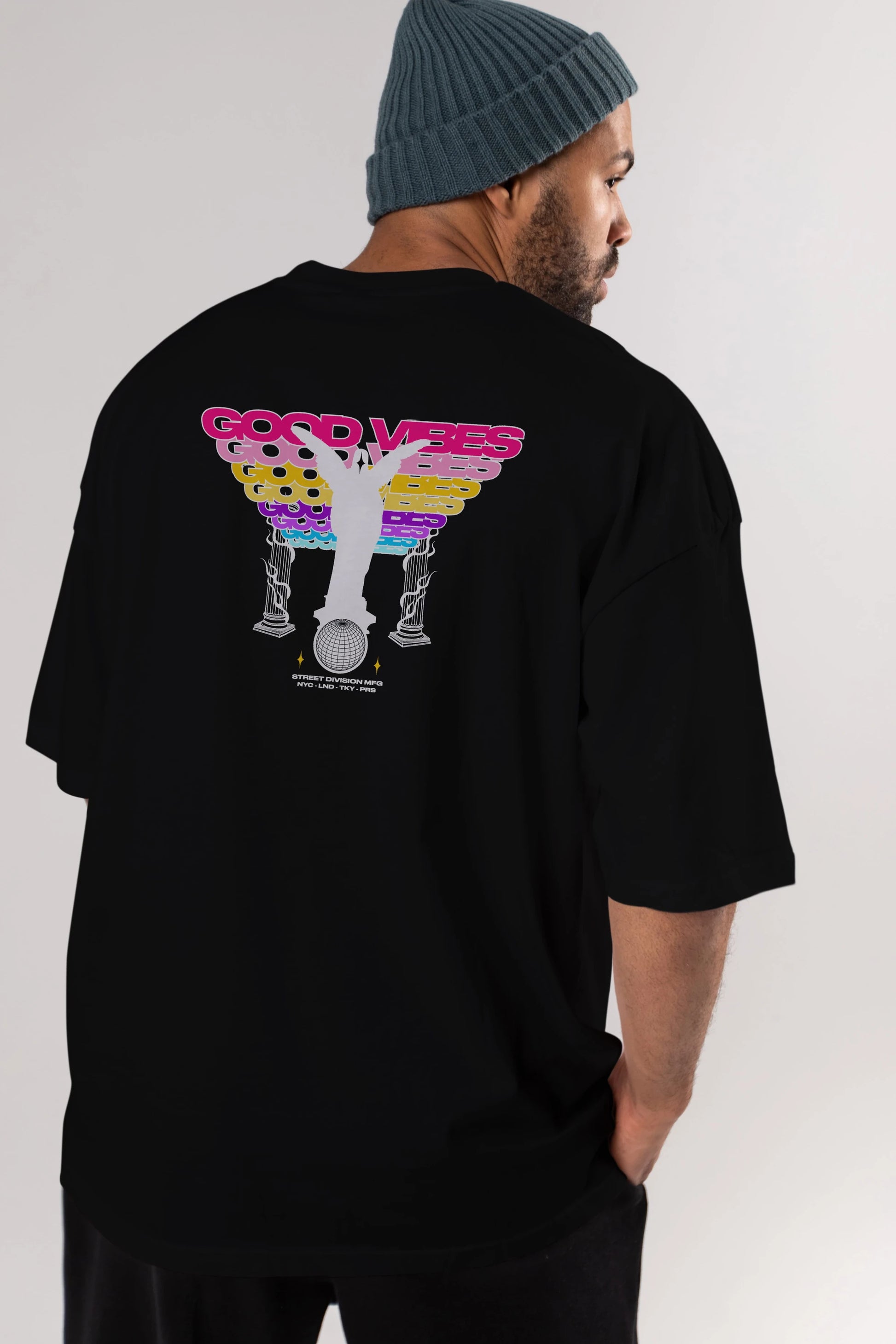Good Vibes Arka Baskılı Oversize t-shirt Erkek Kadın Unisex