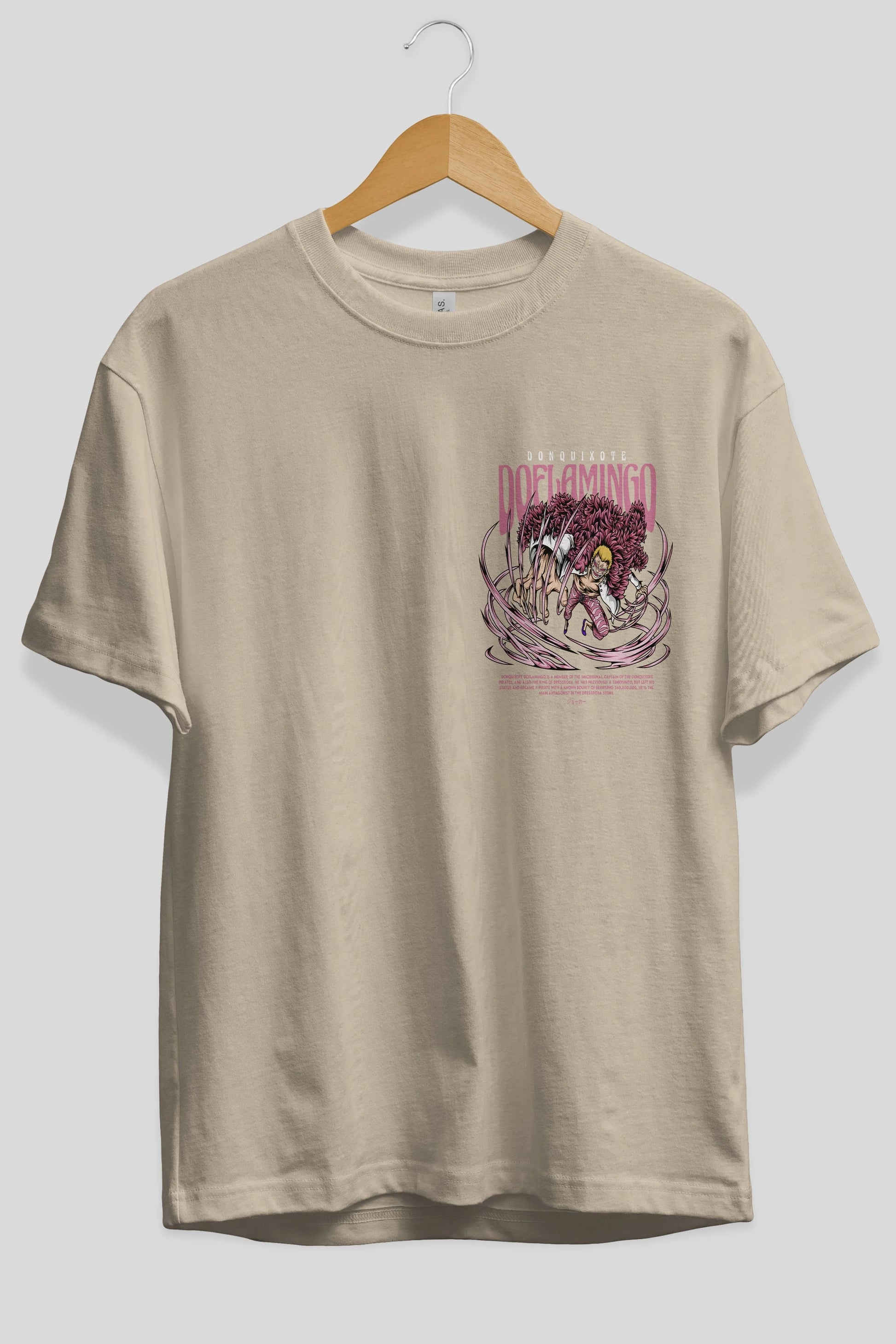 Doflamingo Ön Sol Baskılı Oversize t-shirt Erkek Kadın Unisex %100 Pamuk Bisiklet Yaka tişort