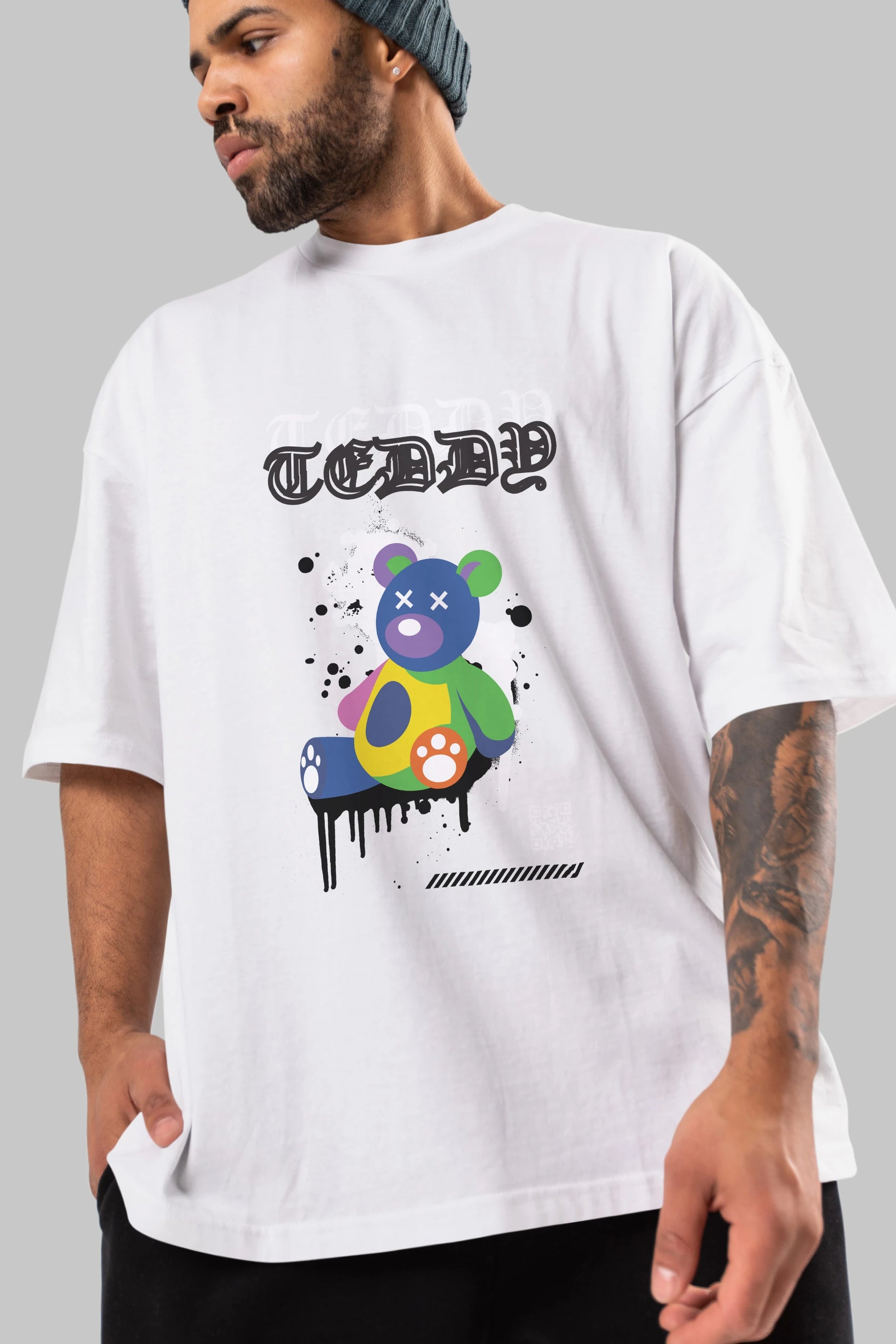 Teddy Bear Ön Baskılı Oversize t-shirt Erkek Kadın Unisex