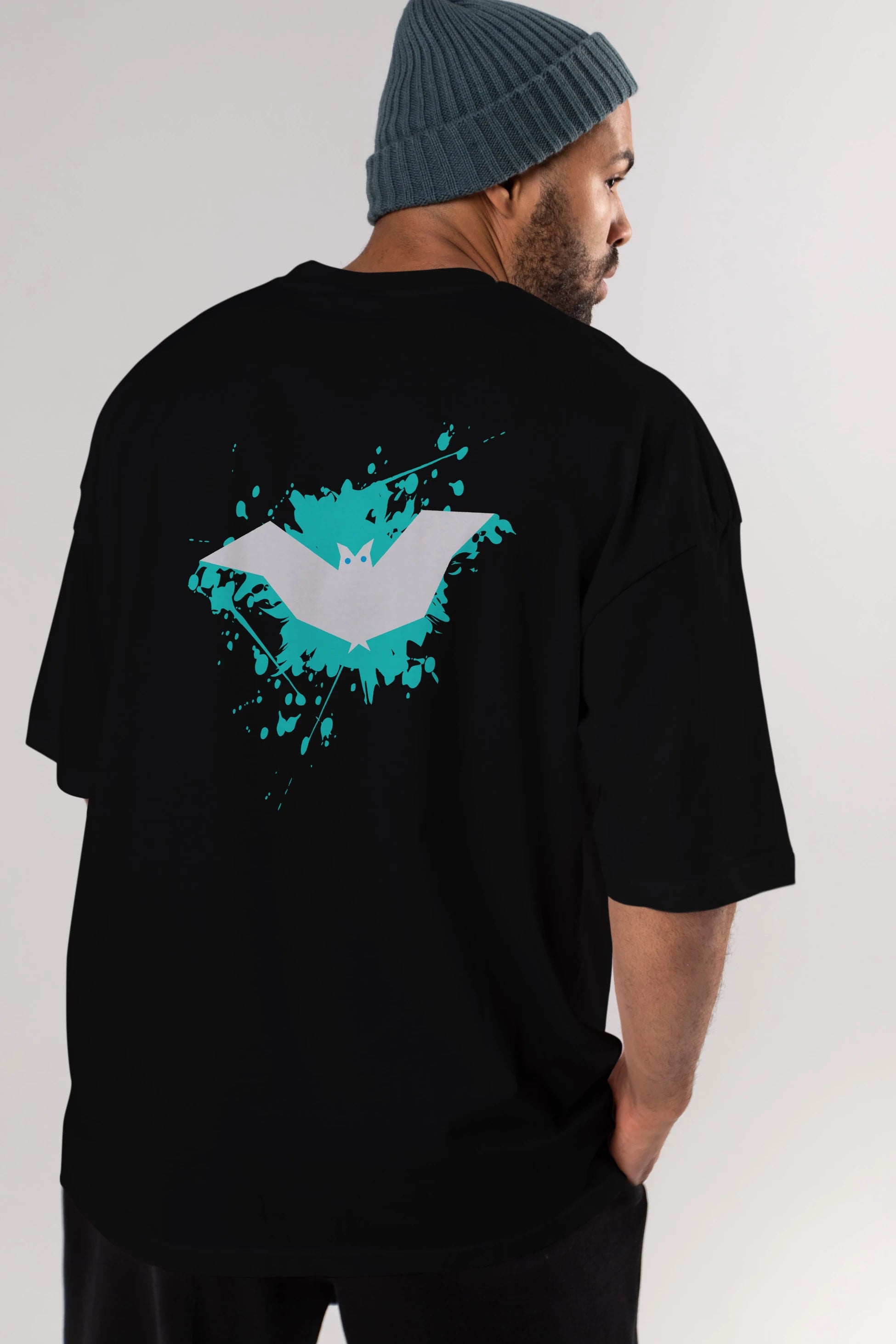Halloween Arka Baskılı Oversize t-shirt Erkek Kadın Unisex