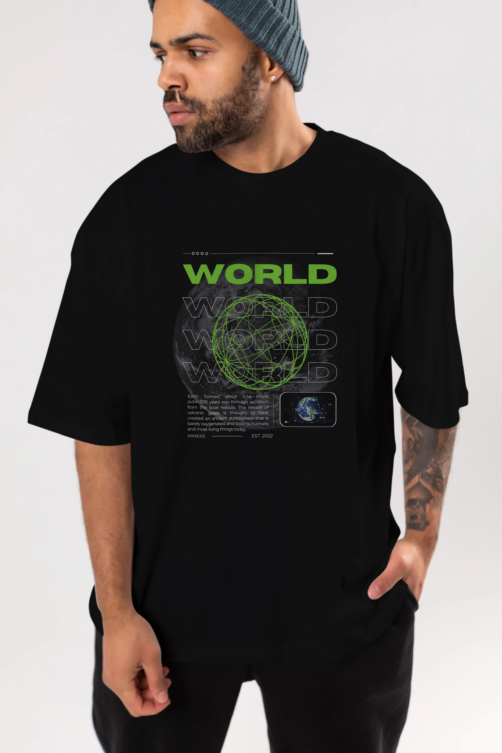 World Streetwear Ön Baskılı Oversize t-shirt Erkek Kadın Unisex