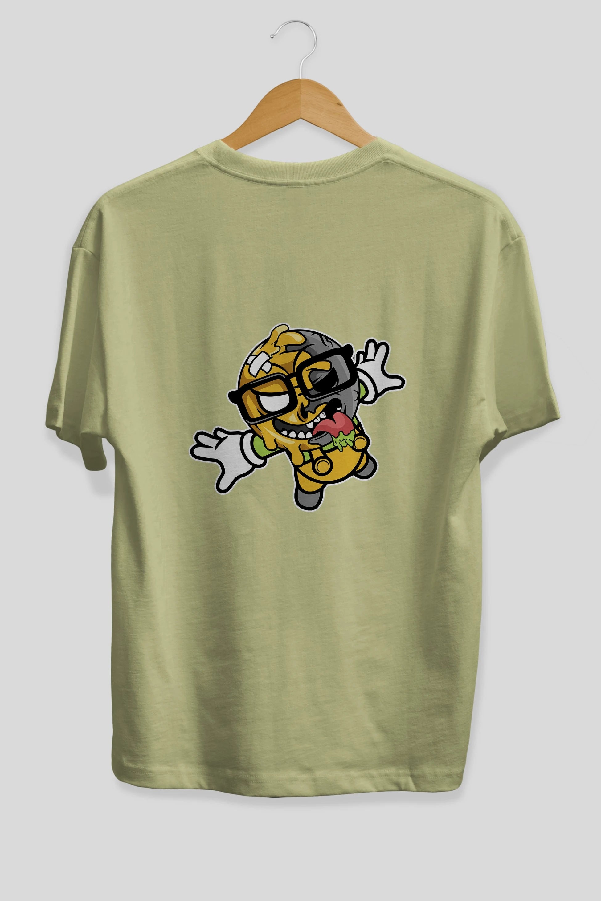 Smiley Jump Arka Baskılı Oversize t-shirt Erkek Kadın Unisex %100 Pamuk tişort