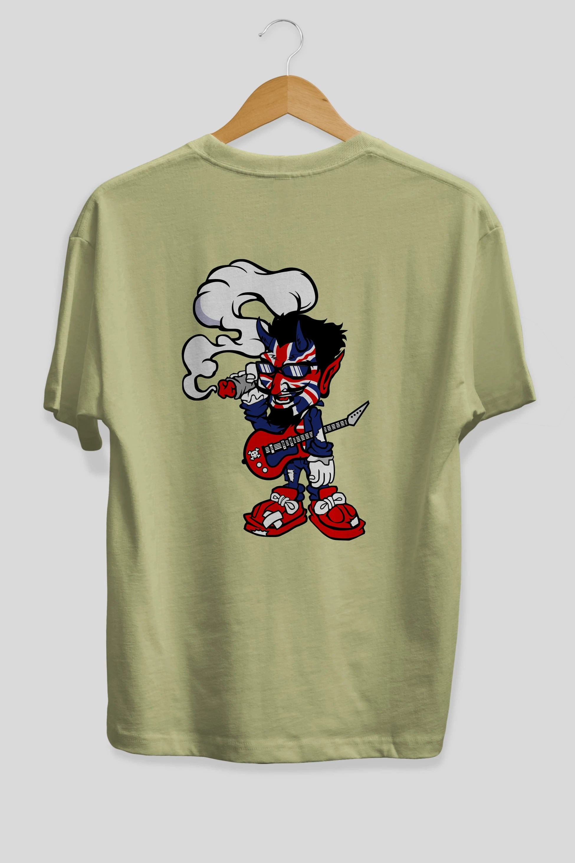 Uk Devil Rockstar Arka Baskılı Oversize t-shirt Erkek Kadın Unisex %100 Pamuk tişort