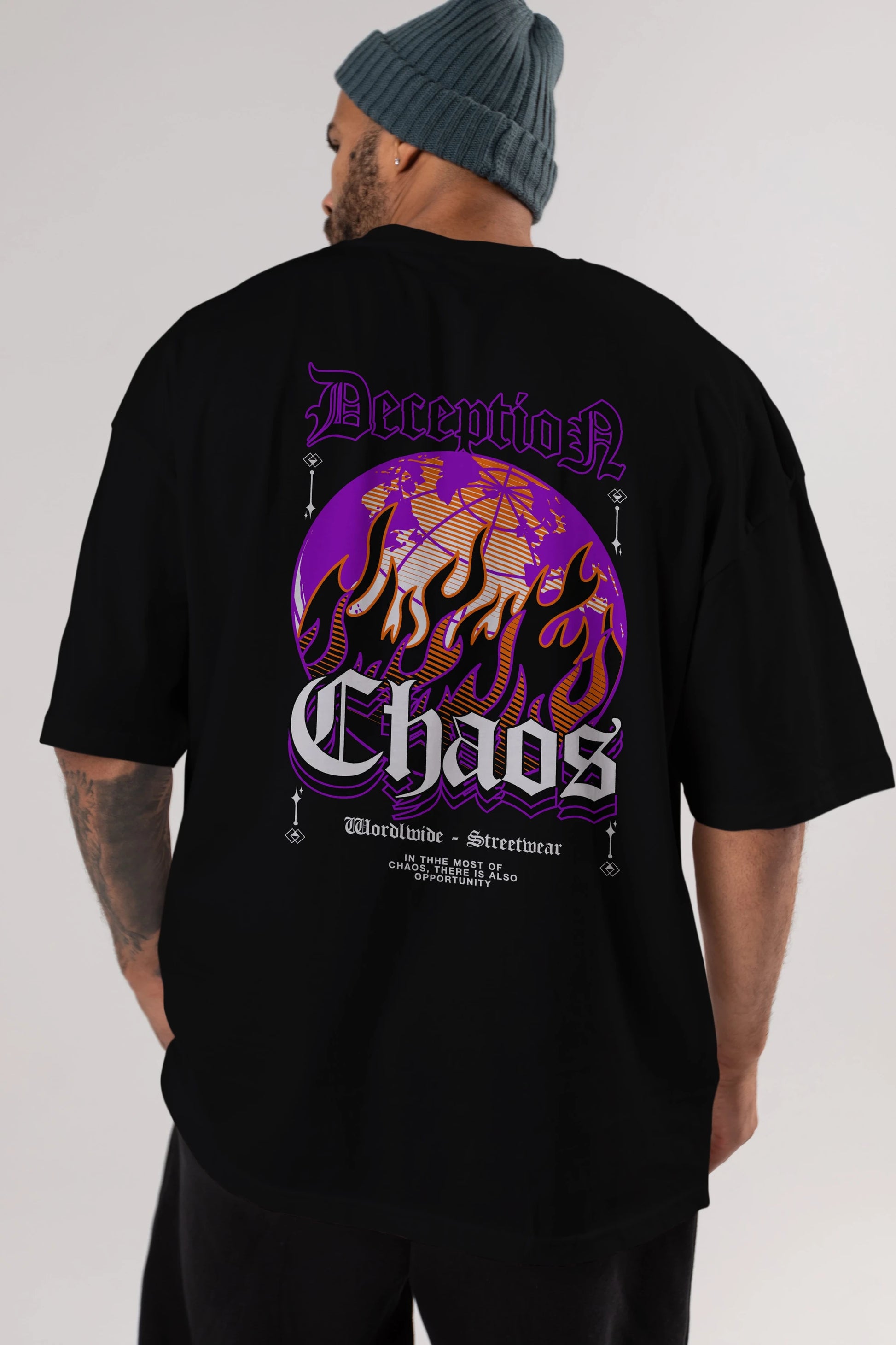 Deception Chaos Arka Baskılı Oversize t-shirt Erkek Kadın Unisex