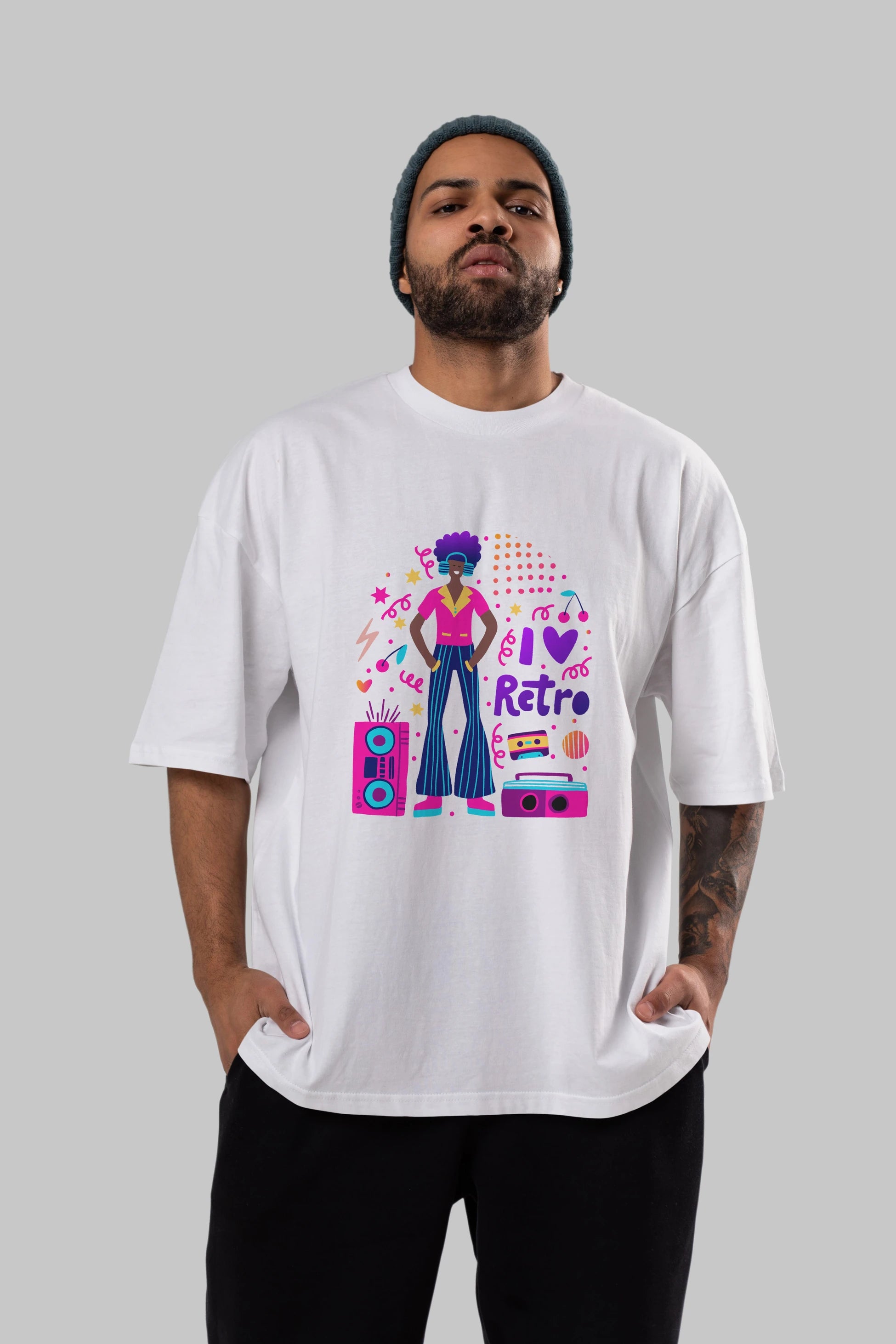 Retro Boy Party Ön Baskılı Oversize t-shirt Erkek Kadın Unisex