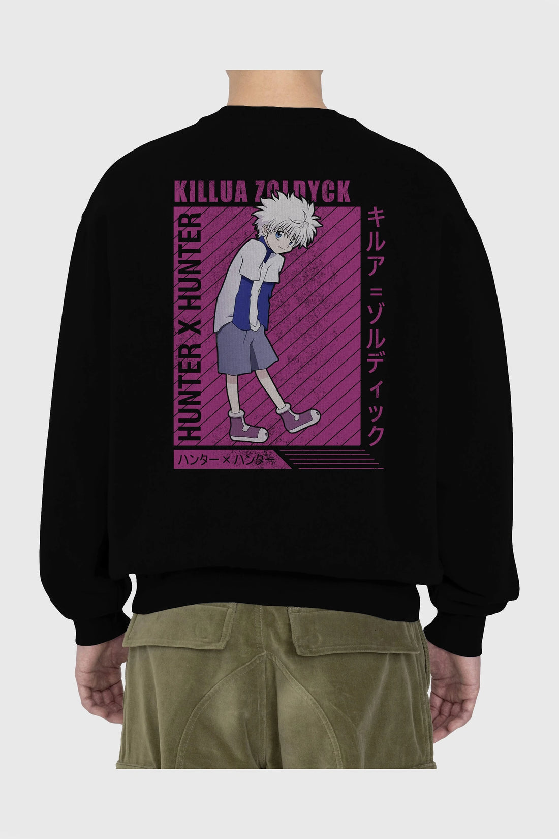 Killua Zoldyck 3 1 Anime Arka Baskılı Oversize Sweatshirt Erkek Kadın Unisex