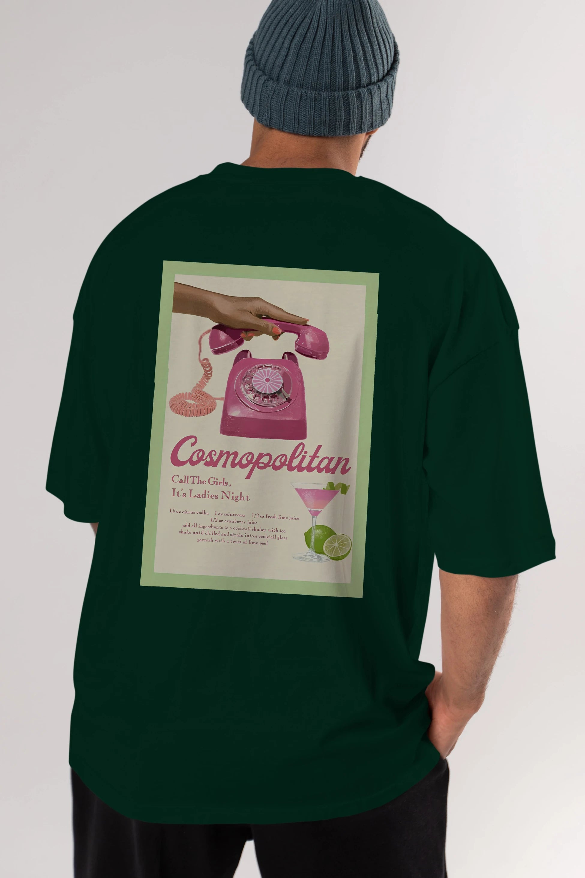 Cosmopolitan 5 Arka Baskılı Oversize t-shirt Erkek Kadın Unisex %100 Pamuk Bisiklet Yaka tişort