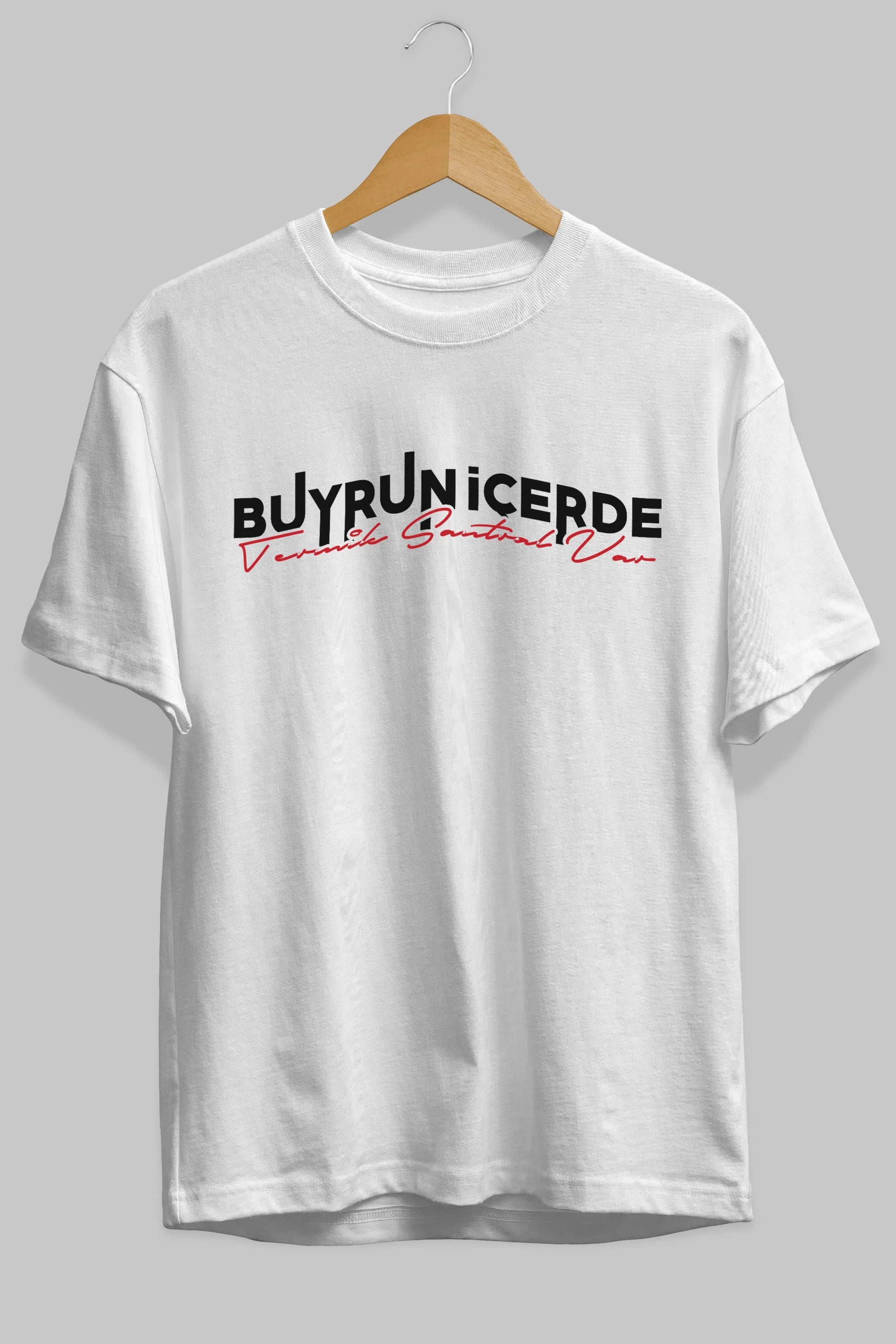 Buyrun İçerde Termik Santral Ön Baskılı Oversize t-shirt %100 pamuk Erkek Kadın Unisex