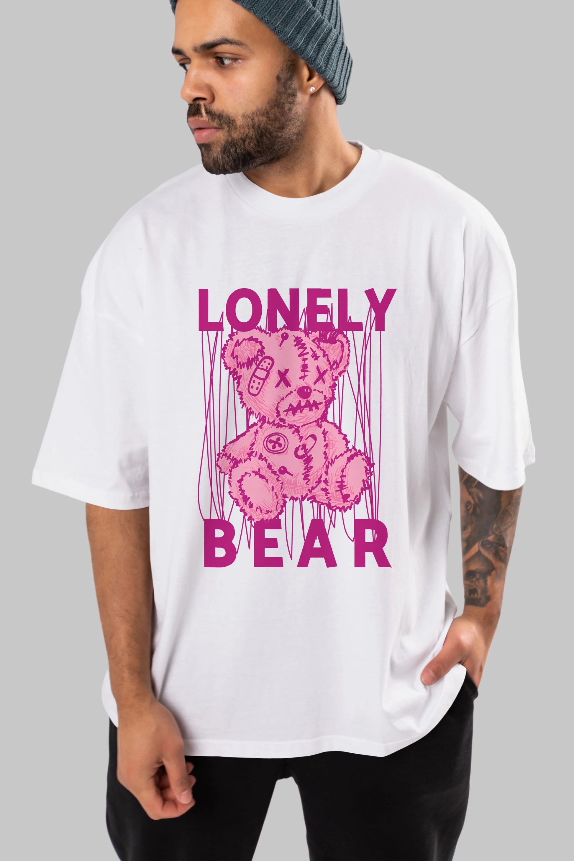 Lonely Bear Ön Baskılı Oversize t-shirt Erkek Kadın Unisex