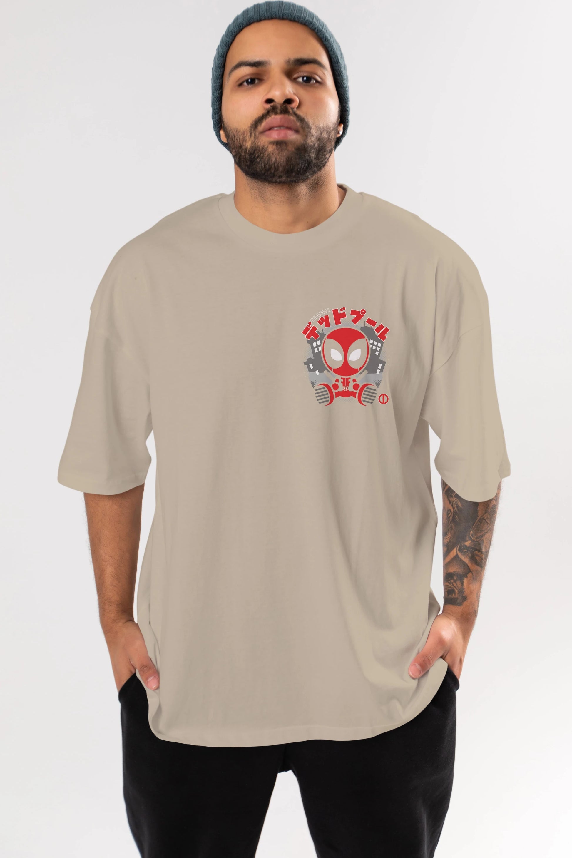 Deadpool (15) Ön Sol Baskılı Oversize t-shirt Erkek Kadın Unisex %100 Pamuk Bisiklet Yaka tişort