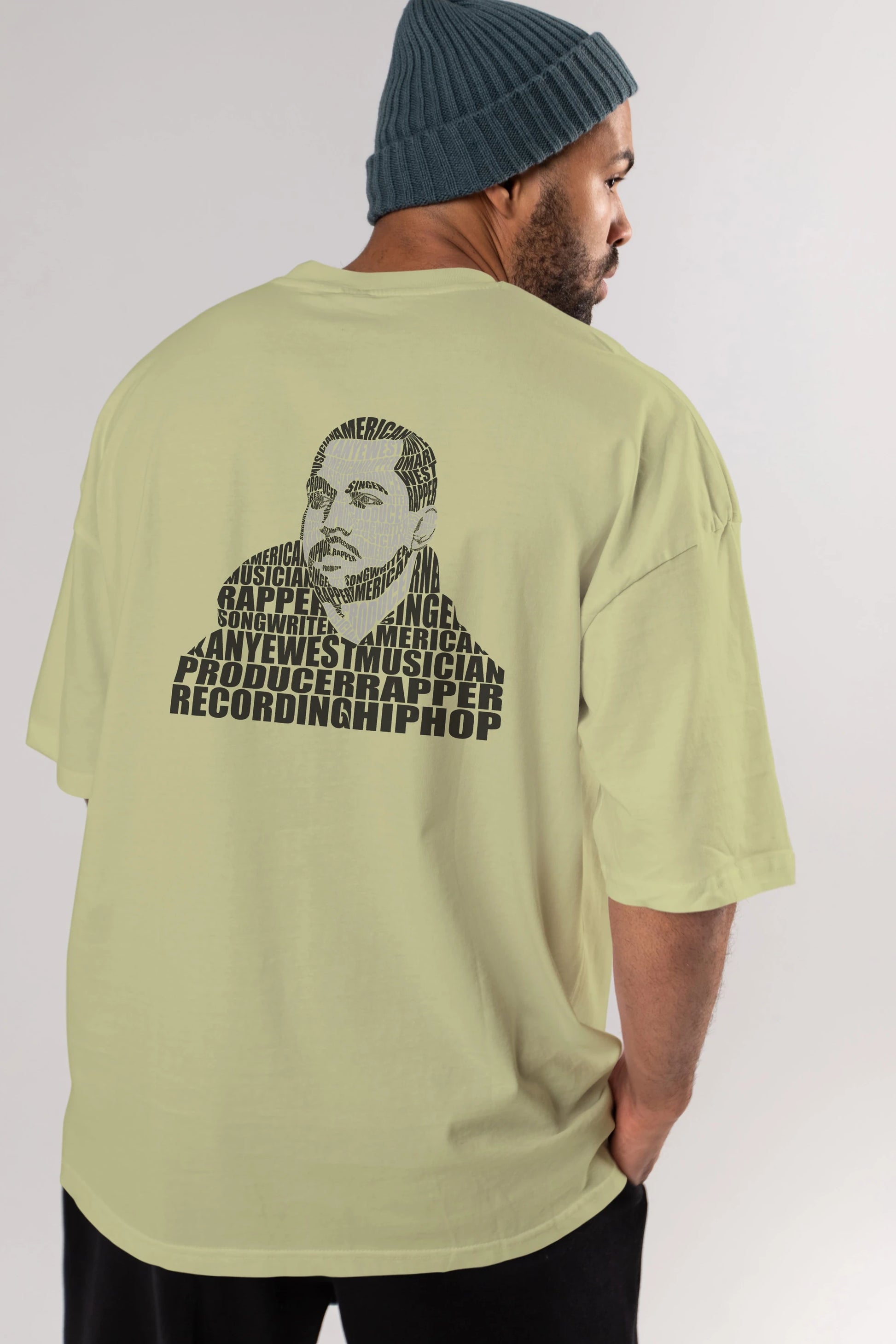 Kanye West Calligram Arka Baskılı Oversize t-shirt %100 pamuk Erkek Kadın Unisex