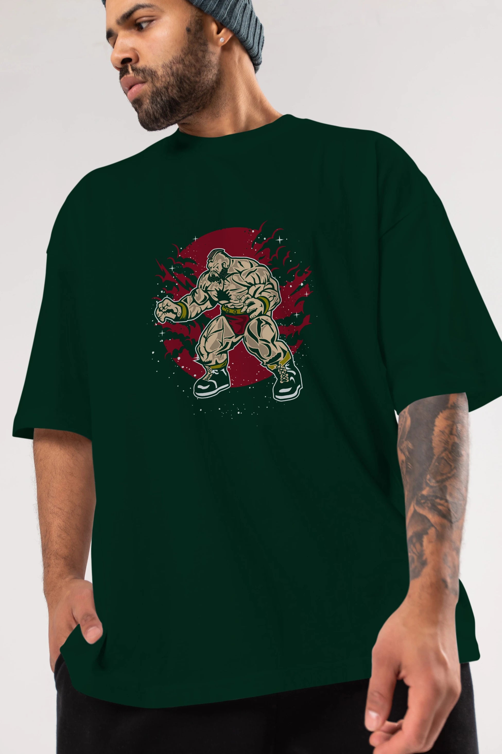 ZANGGIEF Ön Baskılı Oversize t-shirt Erkek Kadın Unisex %100 Pamuk tişort